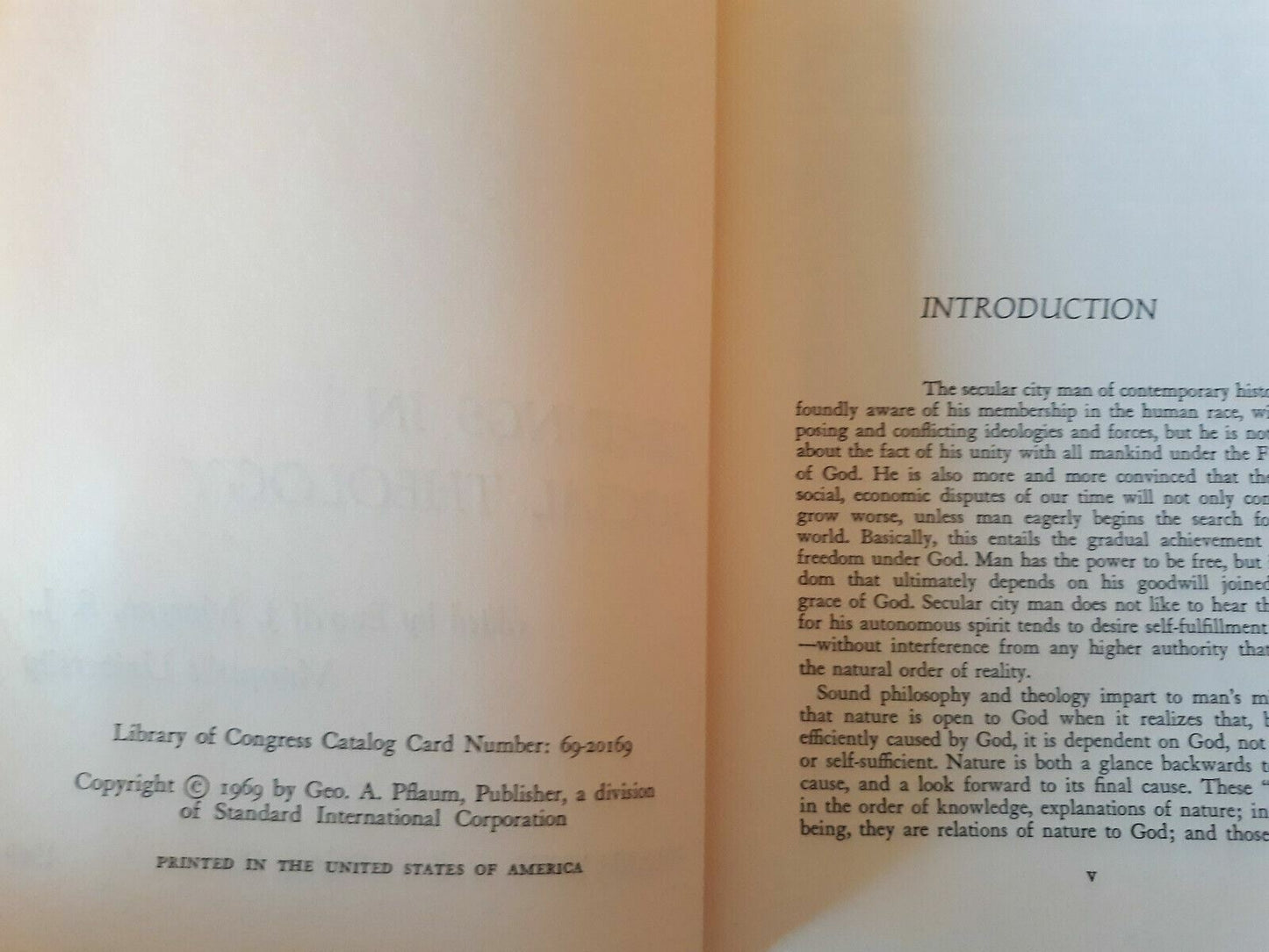 Vintage 1969 Readings In Social Theology Book Everett J. Morgan S.J.