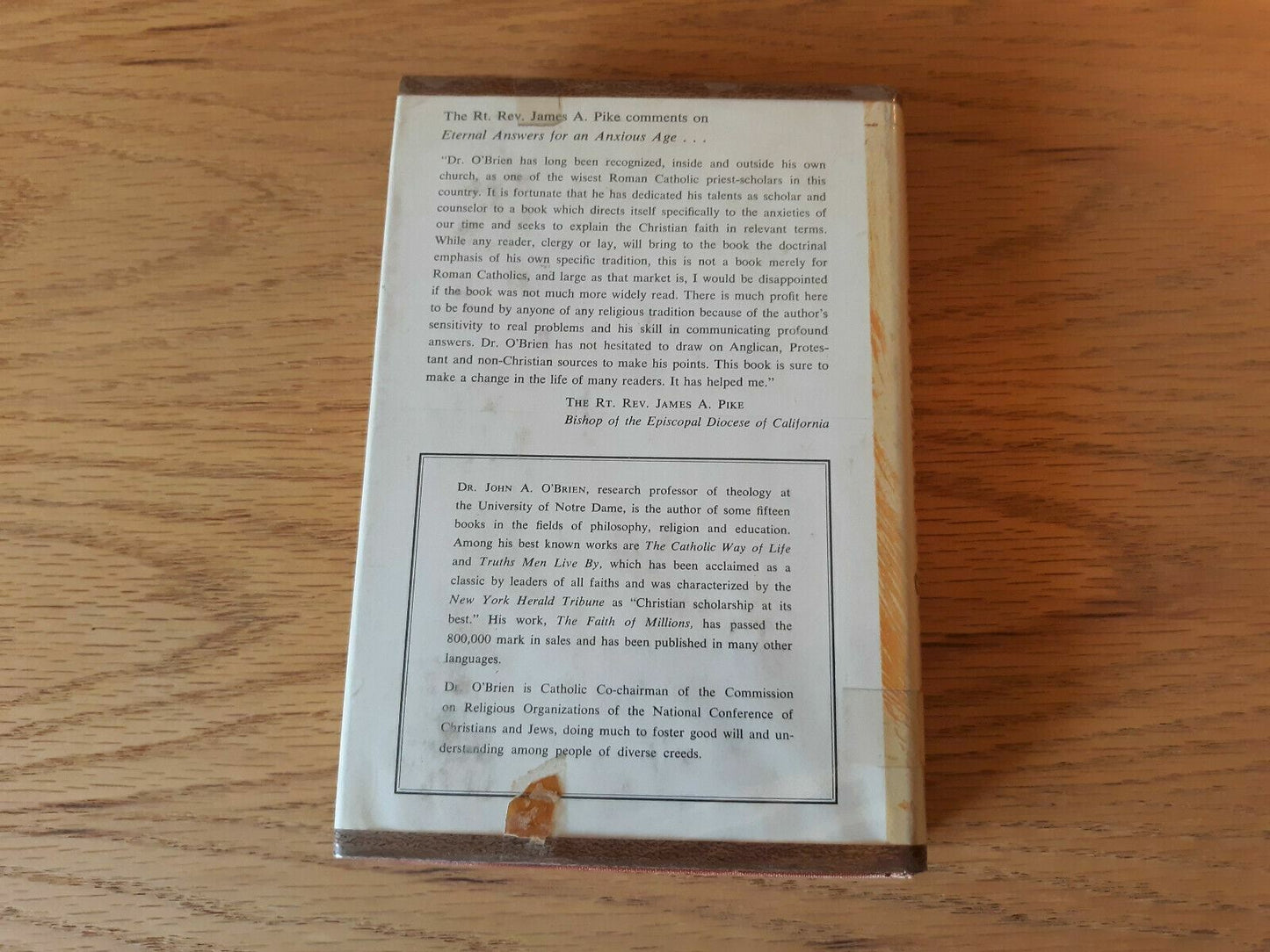Eternal Answers for an Anxious Age - John A. O'Brien - 1962 HC/DJ