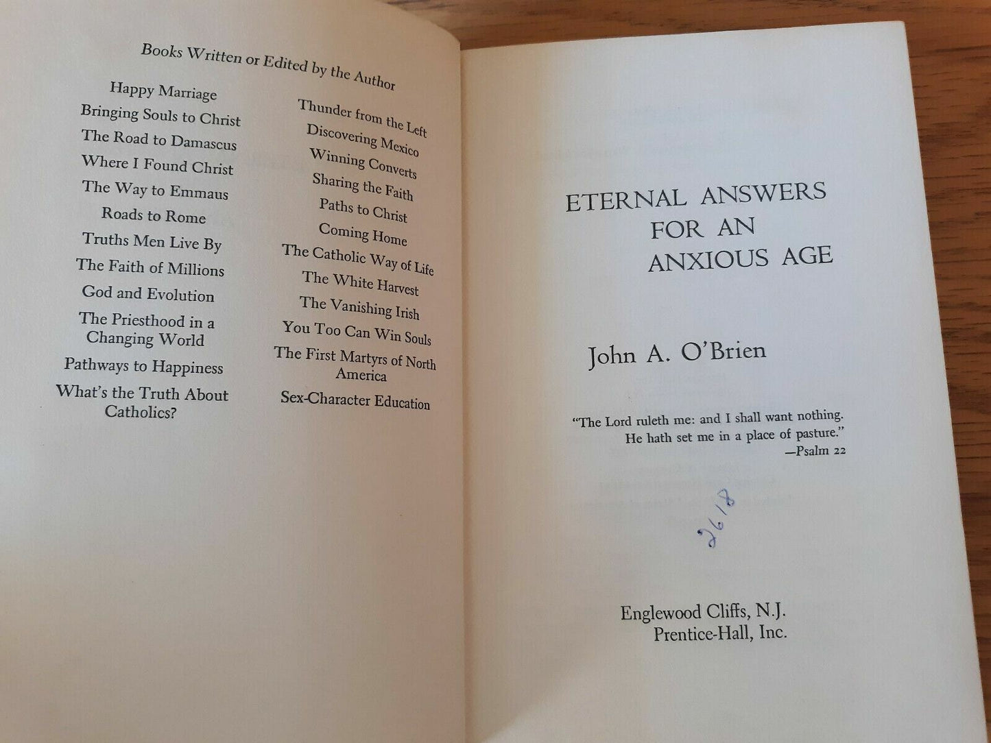 Eternal Answers for an Anxious Age - John A. O'Brien - 1962 HC/DJ