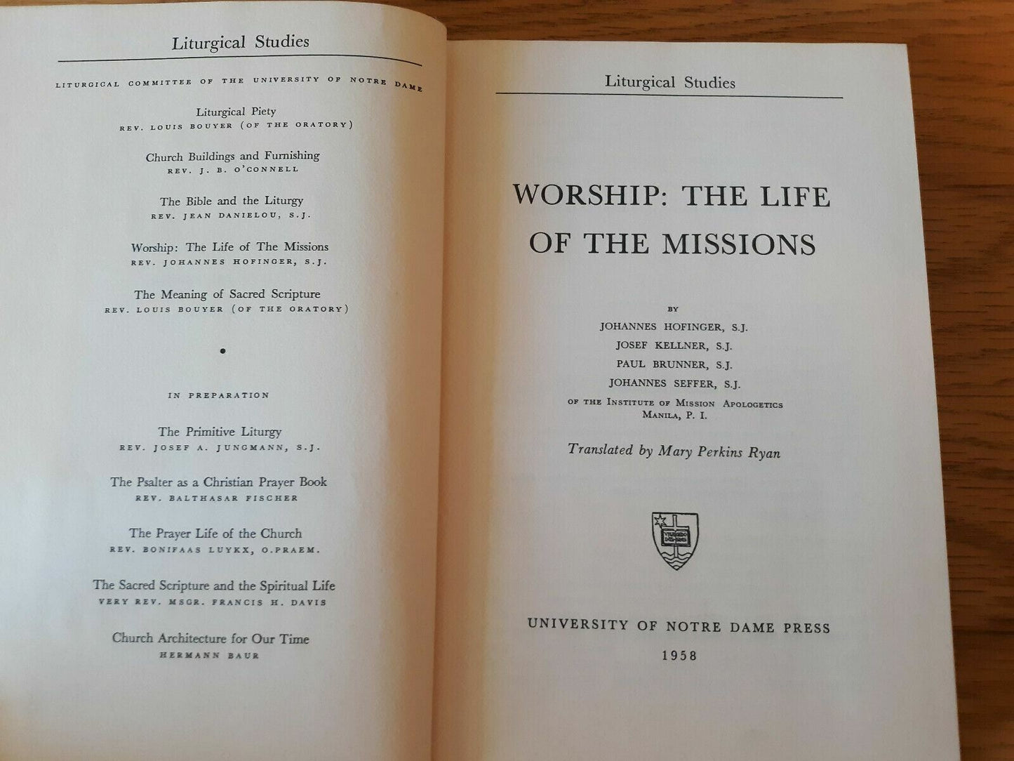 WORSHIP: The Life of the Missions - Johannes Hofinger, et. al. - 1962 - Catholic