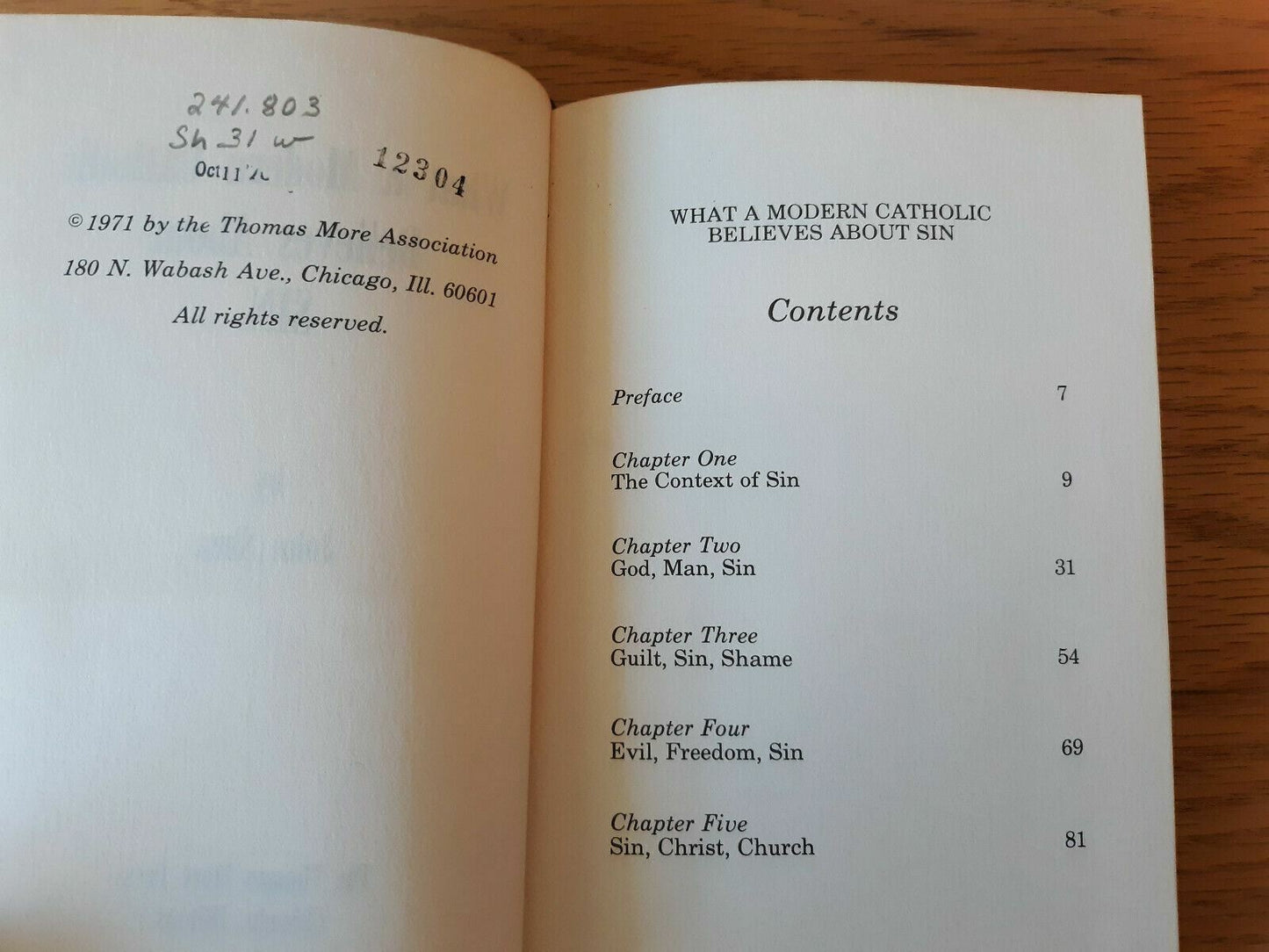 What A Modern Catholic Believes About Sin John Shea 1971