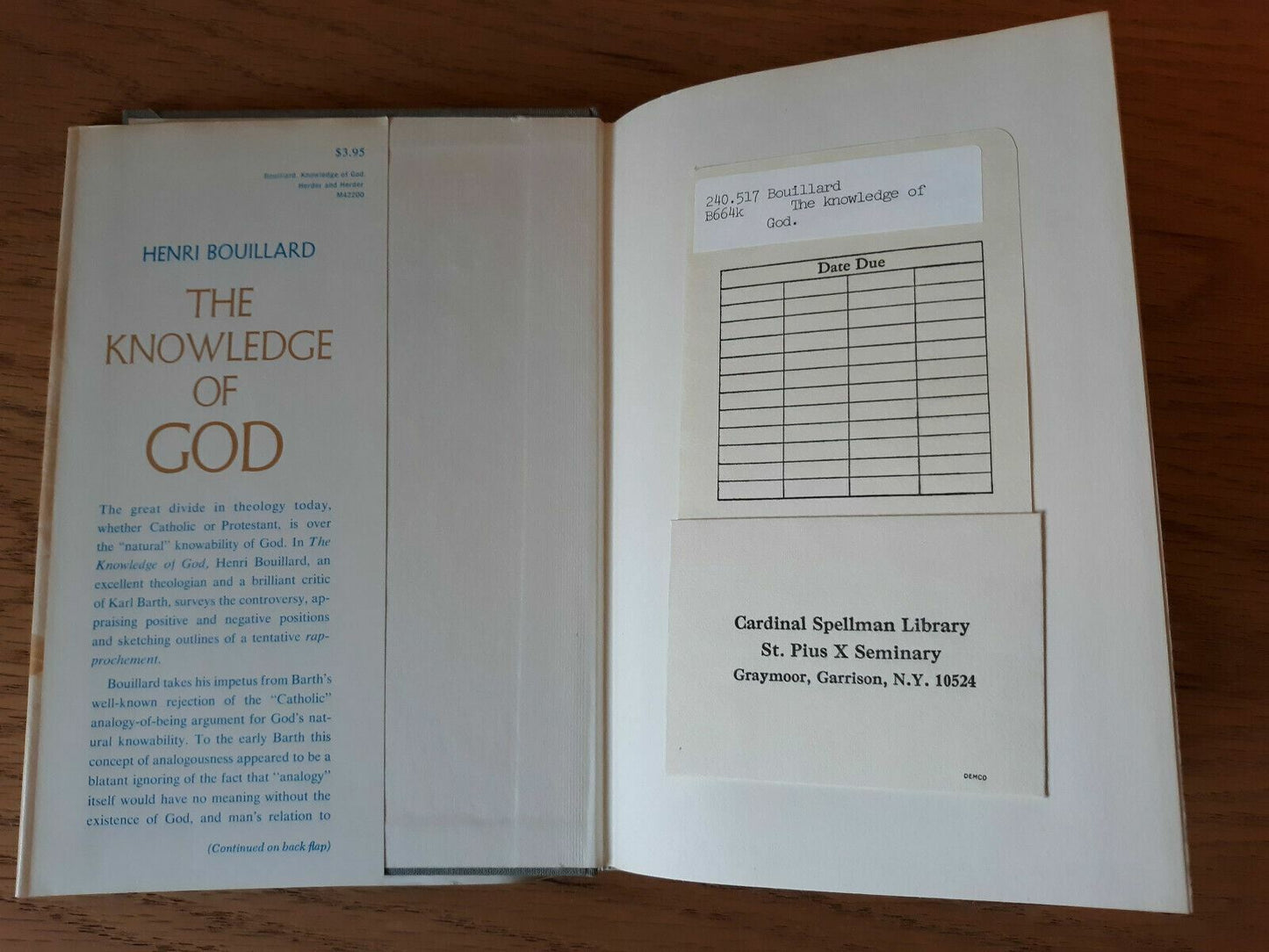 The knowledge of God Hardcover Henri Bouillard 1968 Dust Jacket