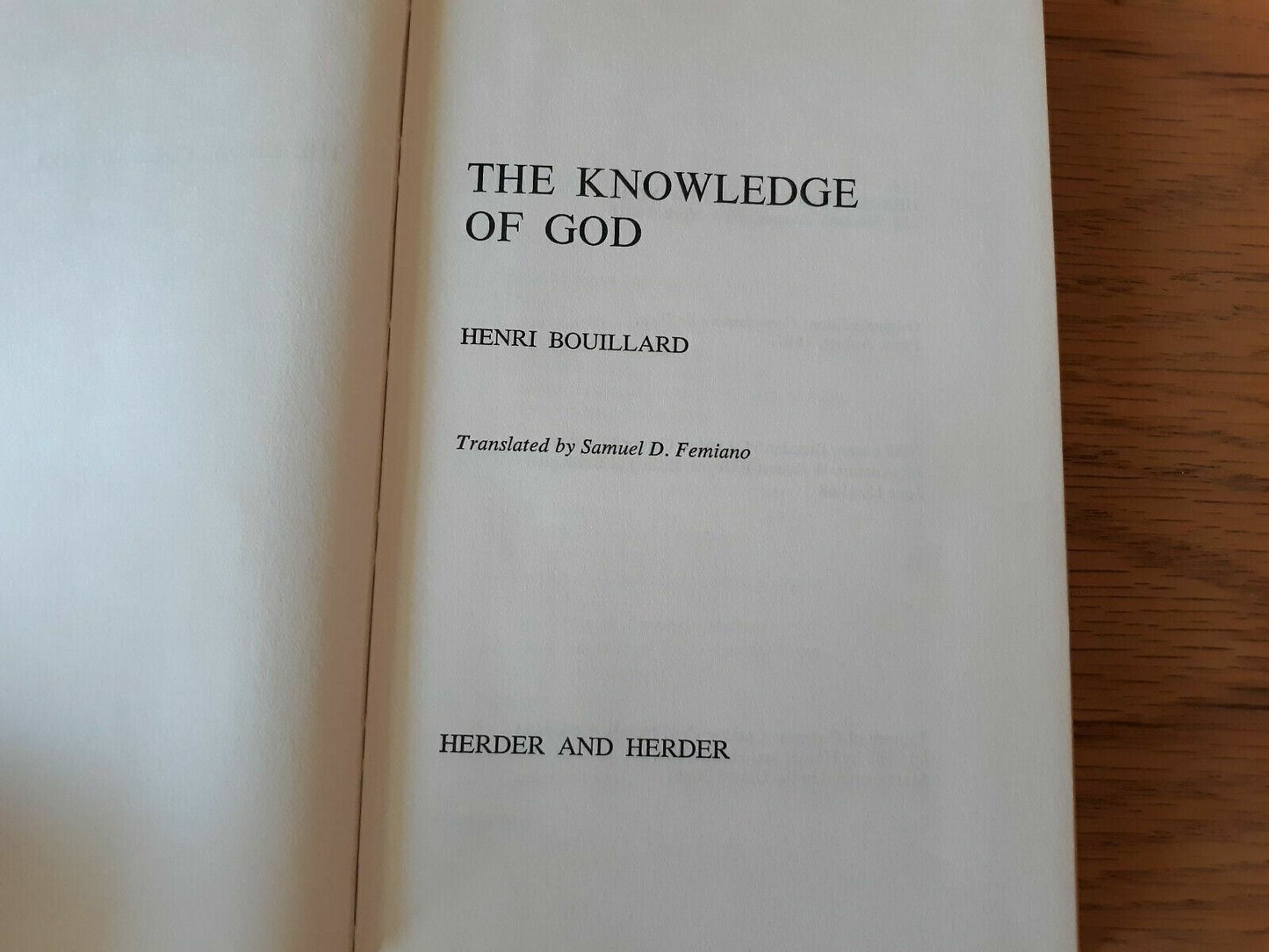 The knowledge of God Hardcover Henri Bouillard 1968 Dust Jacket