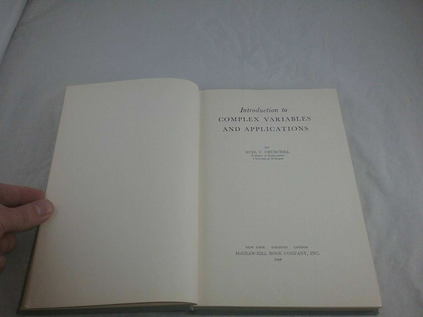 Introduction to Complex Variables and Applications by Ruel V. Churchill 1948 1st