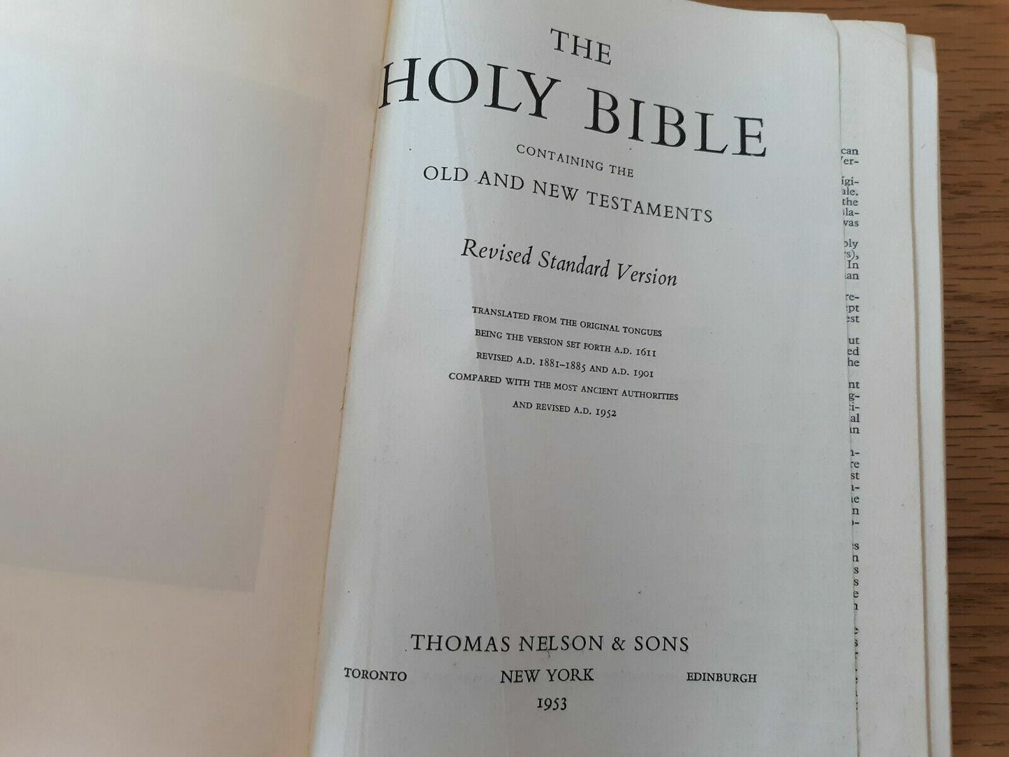 Vintage 1953 Holy Bible Revised Standard Version Thomas Nelson & Sons