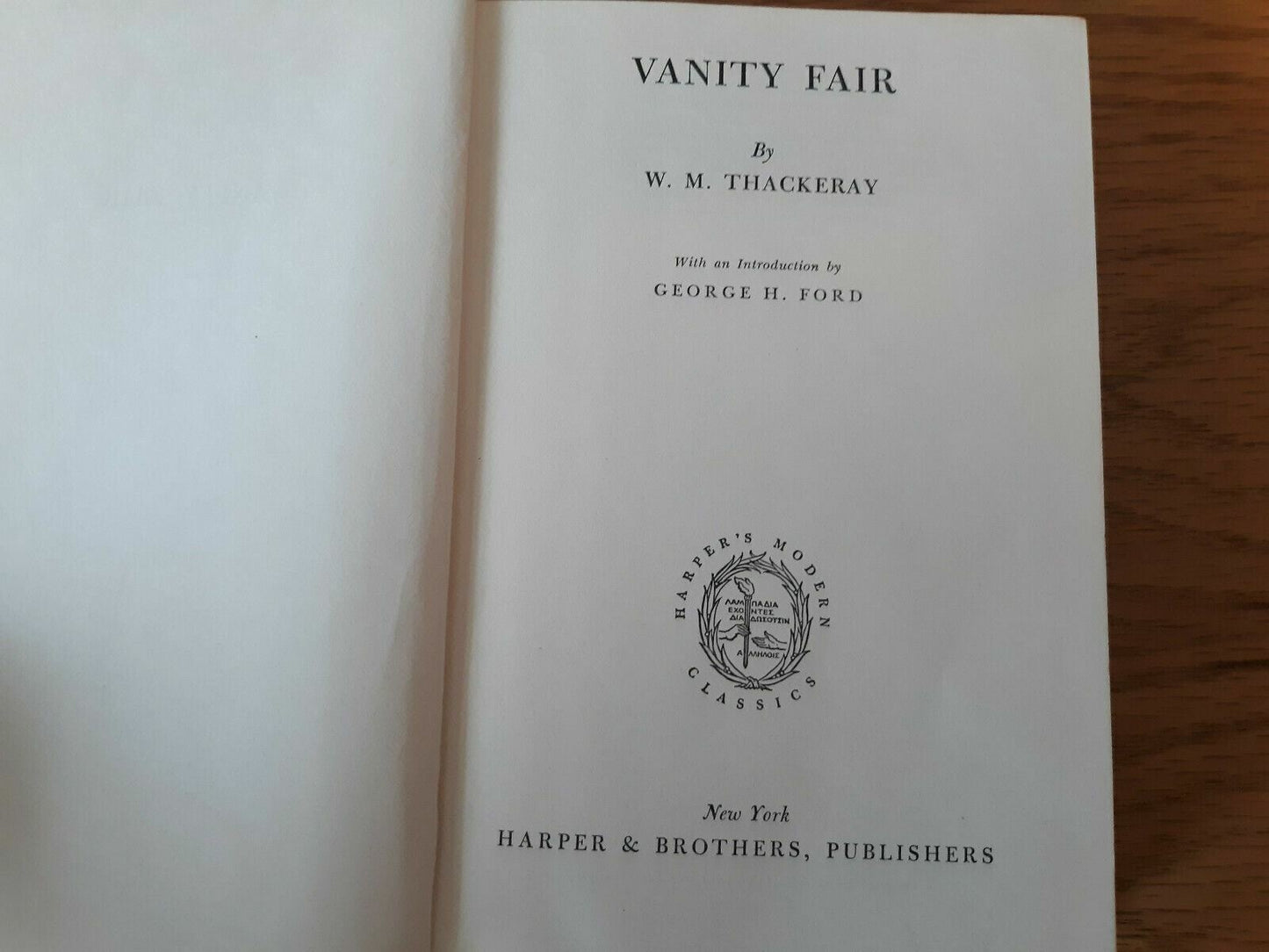 Vanity Fair by W. M. Thackeray, Harper Modern Classic 1958 Hardcover