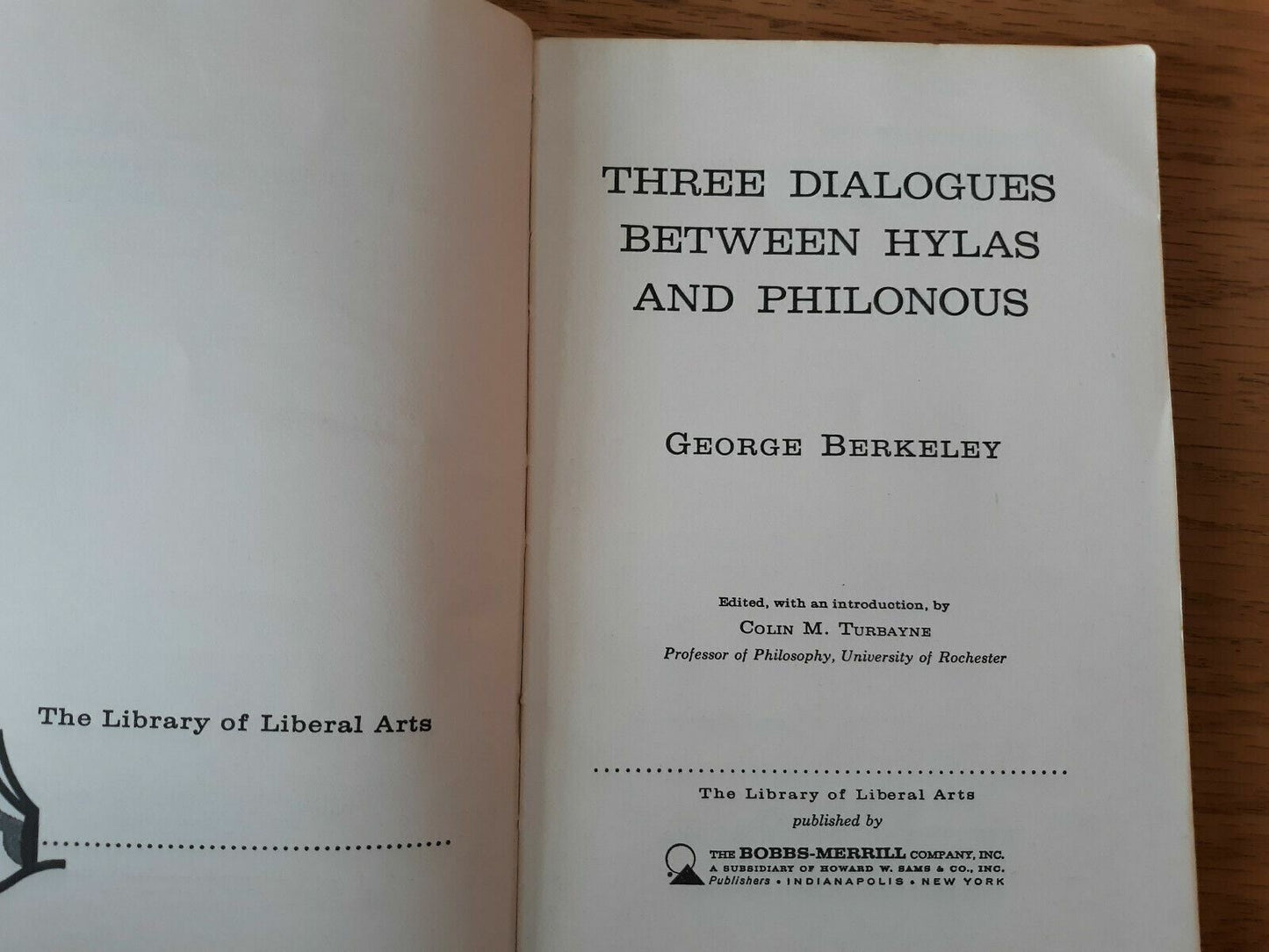 Three Dialogues Between Hylas and Philonous by George Berkeley 1954