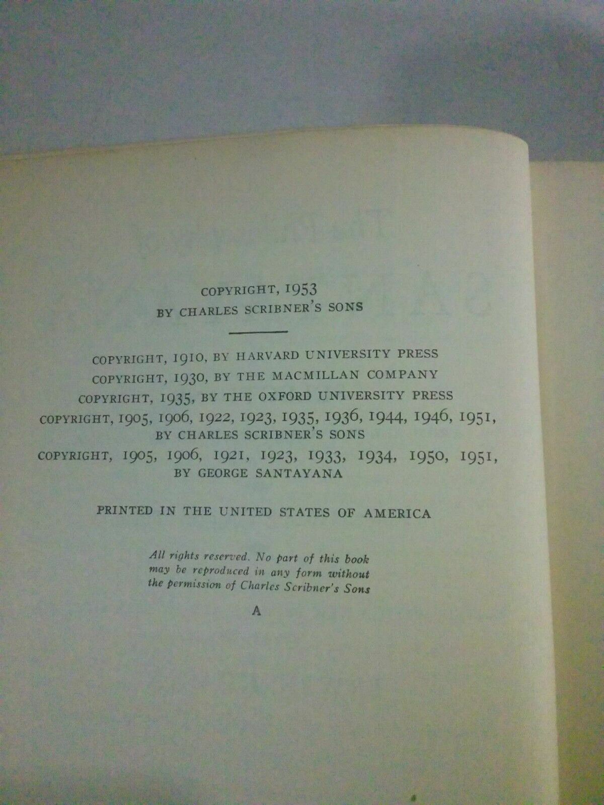 THE PHILOSOPHY OF SANTAYANA ~ 1953 ~ Modern Library Enlarged Edition