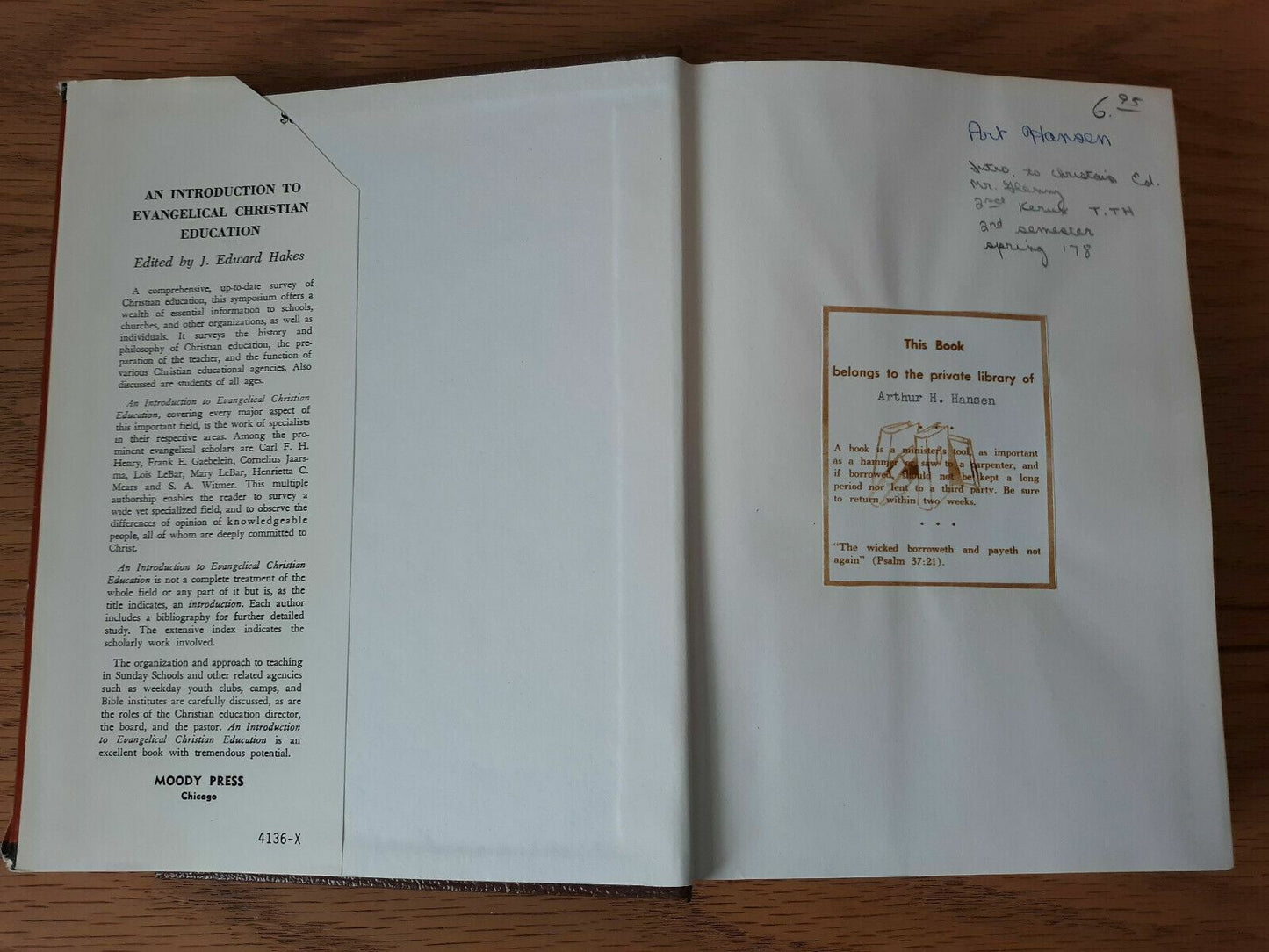 An Introduction to Evangelical Christian Education Moody Press 1976 HC DJ