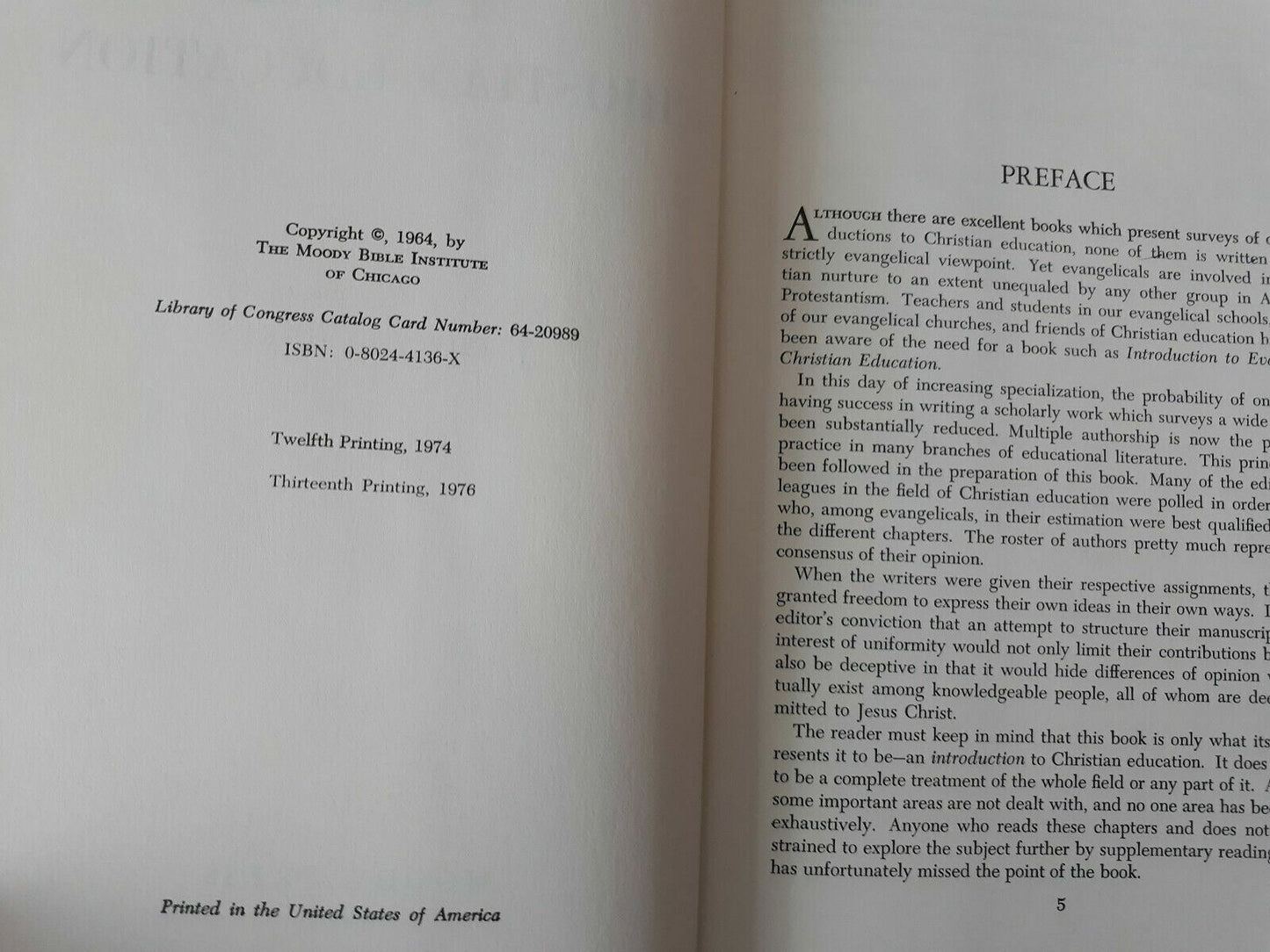 An Introduction to Evangelical Christian Education Moody Press 1976 HC DJ