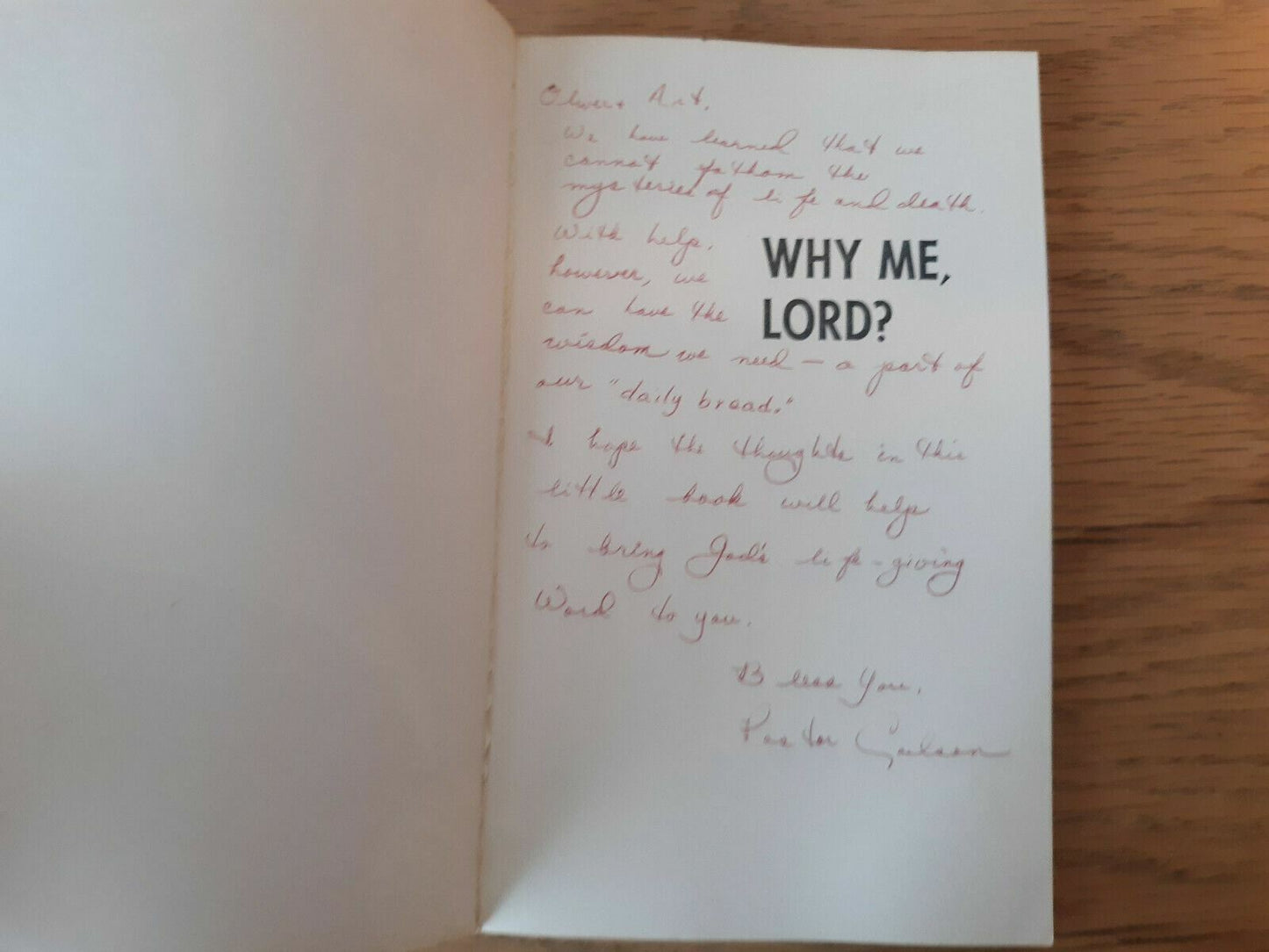 Why Me, Lord? Meaning and Comfort in Times of Trouble Carl W. Berner 1973