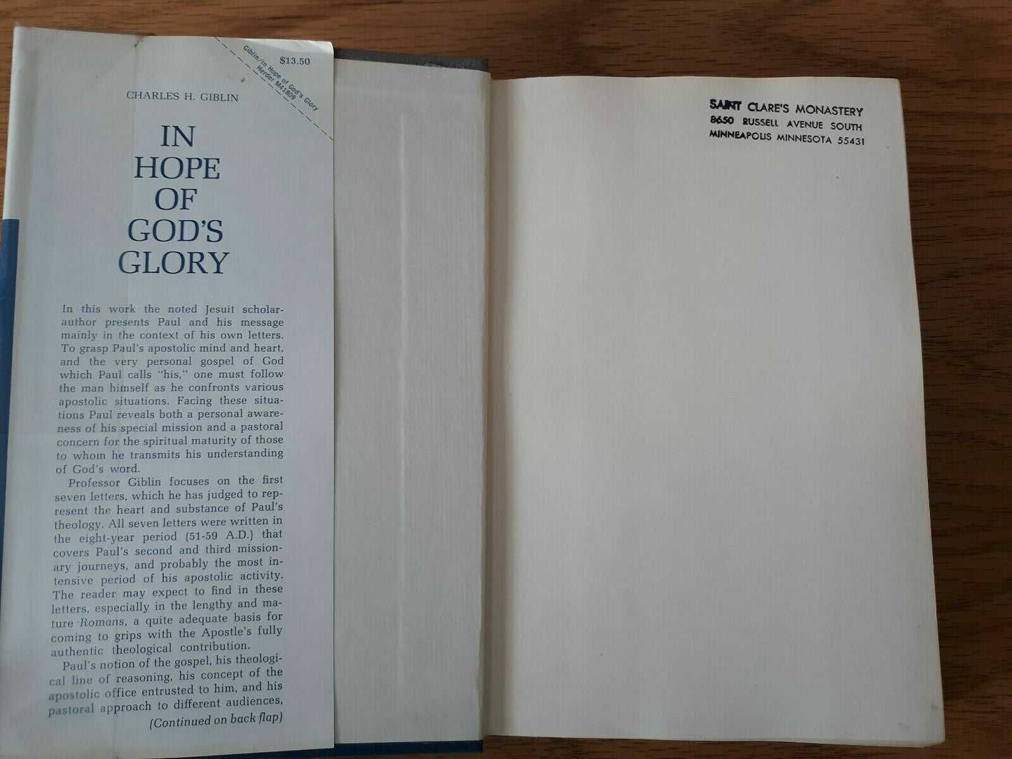 In Hope of God's Glory by Charles Giblin 1970