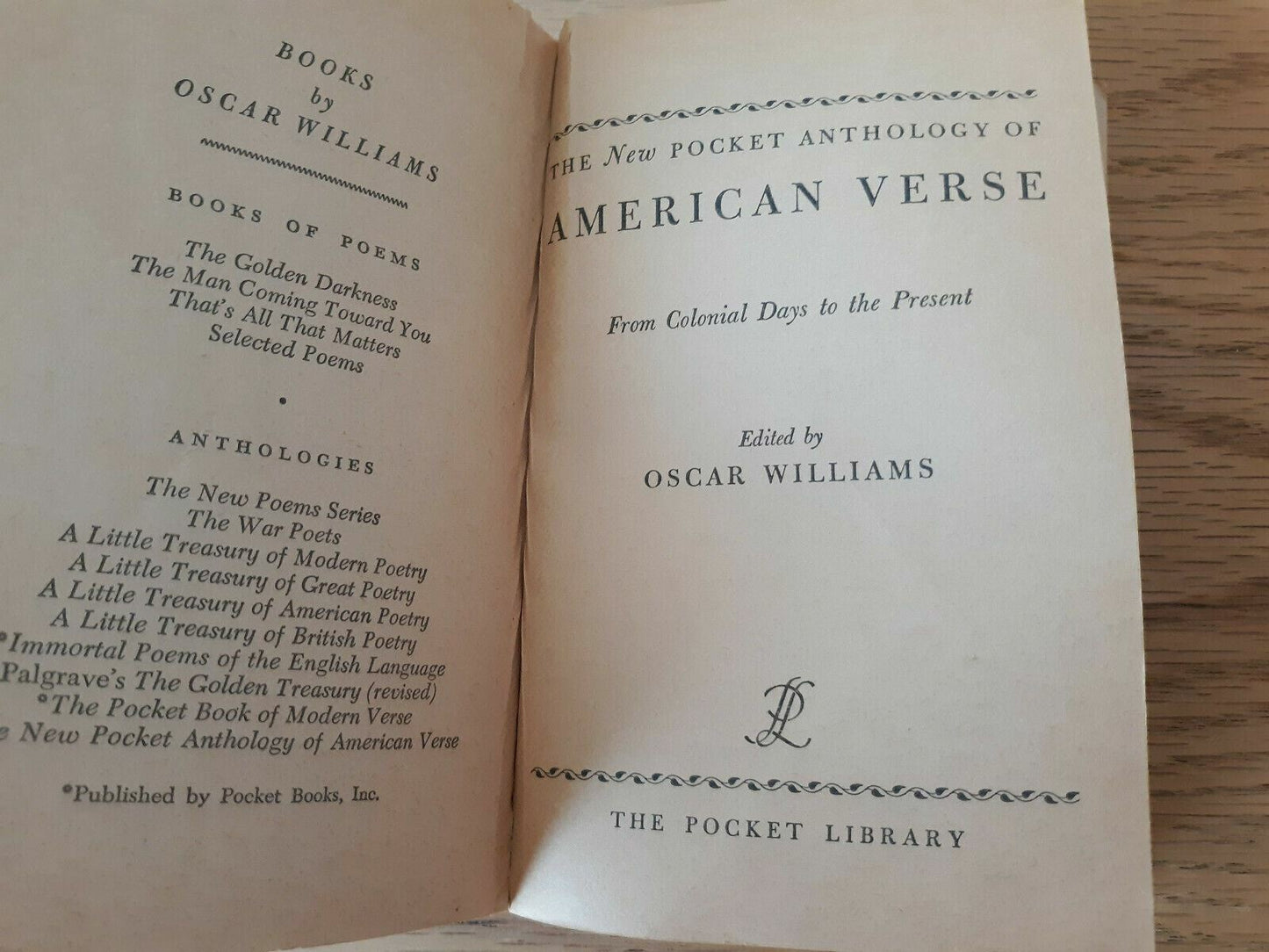 The New Pocket Anthology of American Verse by Oscar Williams 1955 PB