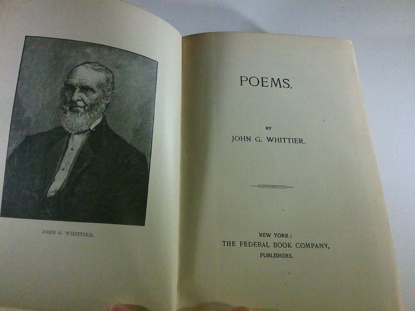 Whittier's Poems by John G. Whittier Federal Book Co. Hardcover