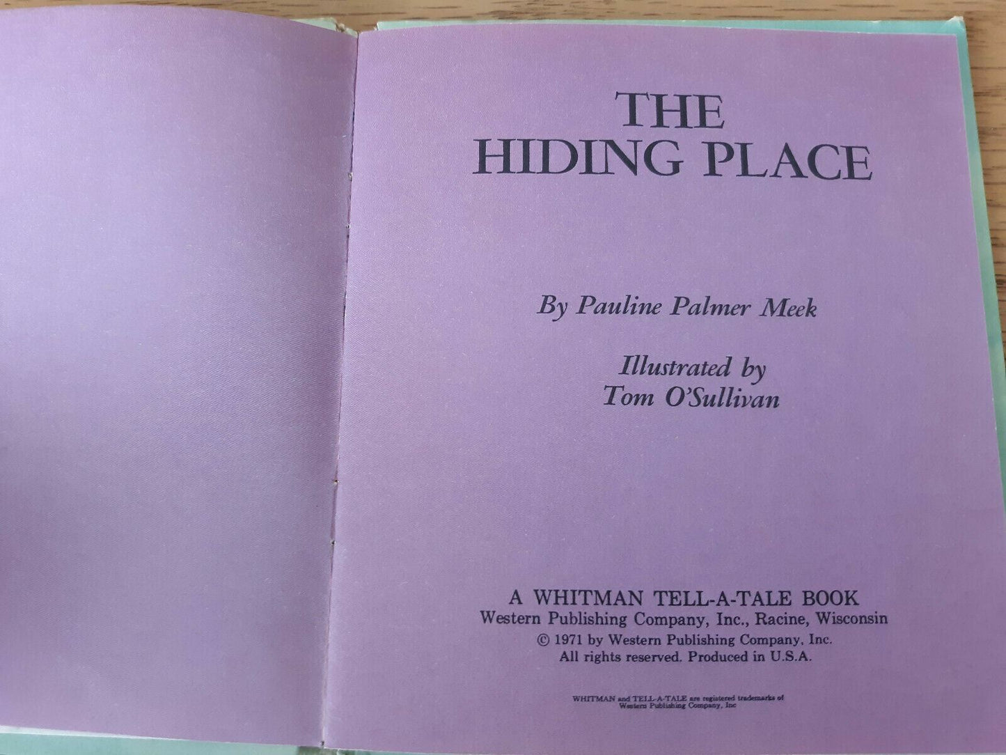 The Hiding Place By Pauline Palmer Meek 1971 Whitman Tell-A-Tale Book