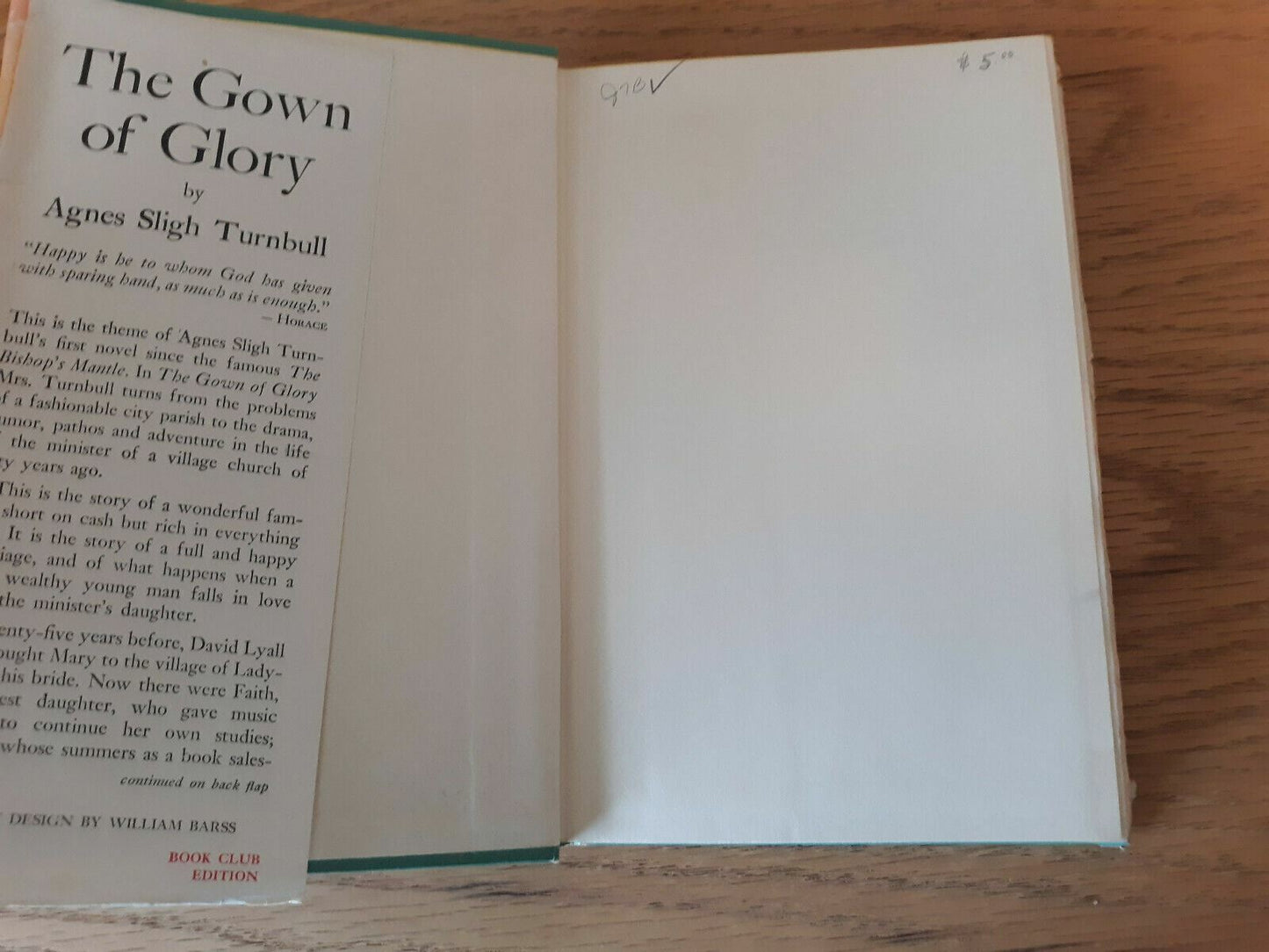 1952 The Gown of Glory by Agnes Sligh Turnbull Hardcover Book Club Edition