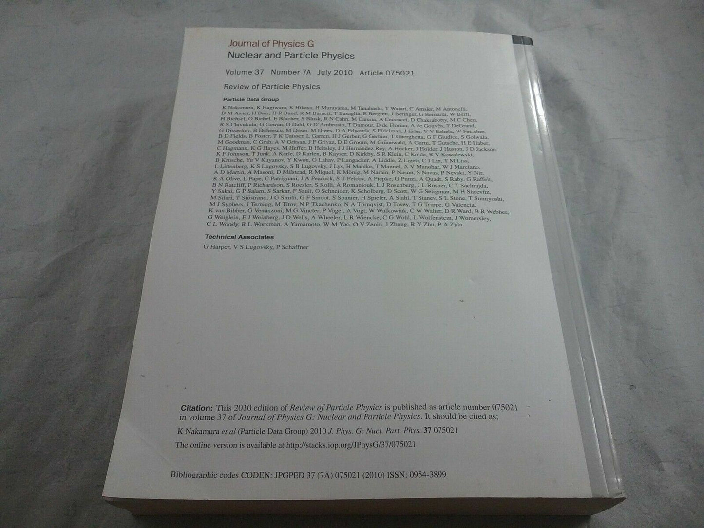 Journal of Physics G Nuclear and Particle Physics July 2010, 075021 Vol 37 #7A