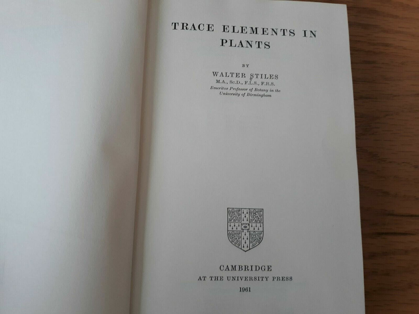 Trace Elements in Plants by Walter Stiles 1961 3rd Edition Hardcover Cambridge