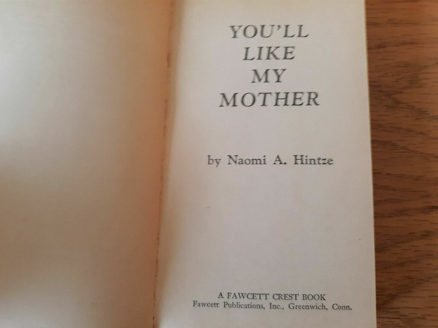 You'll Like My Mother by Naomi Hintze 1969 Paperback