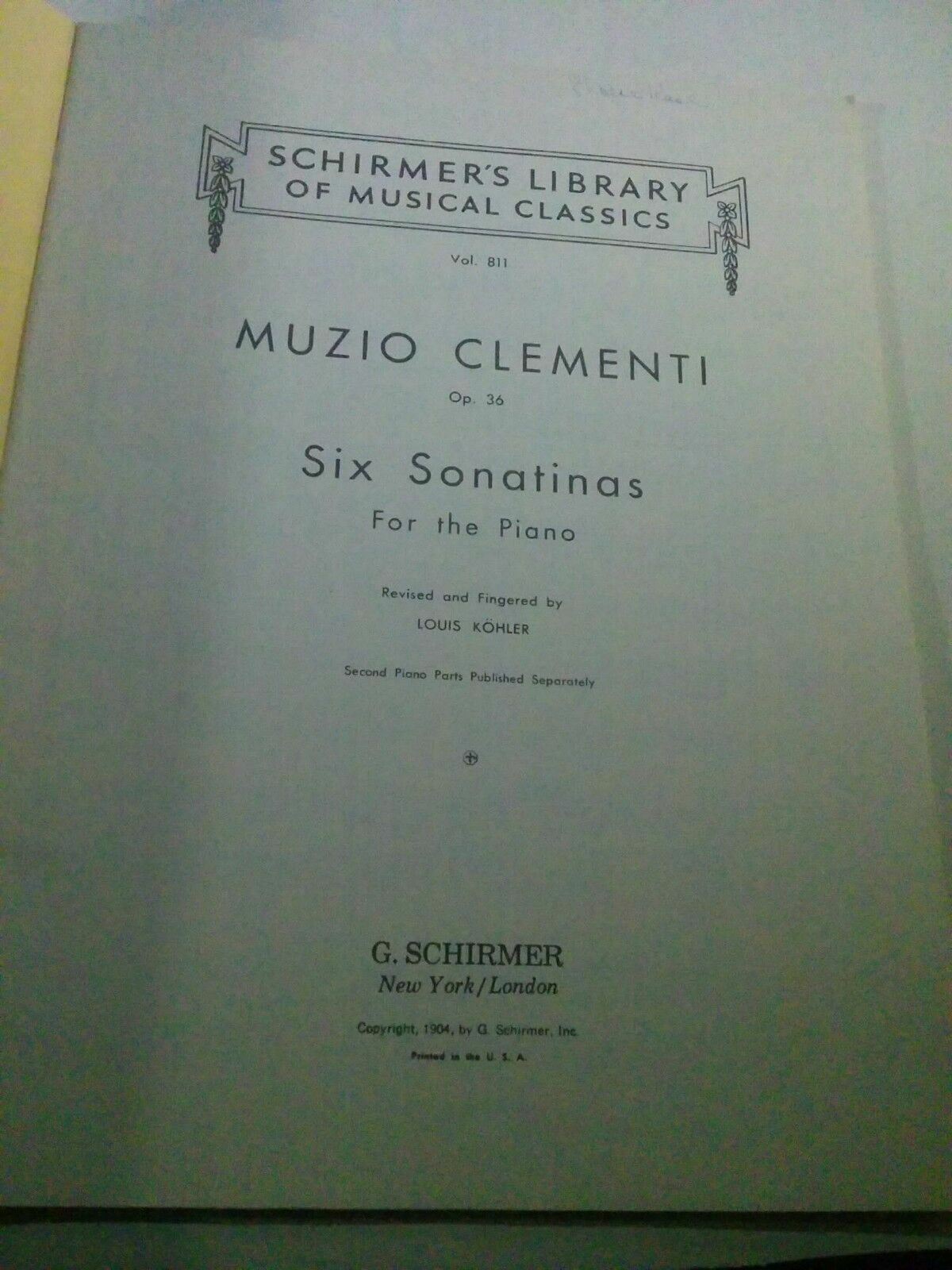 Clementi: Six Sonatinas for the Piano, Op. 36