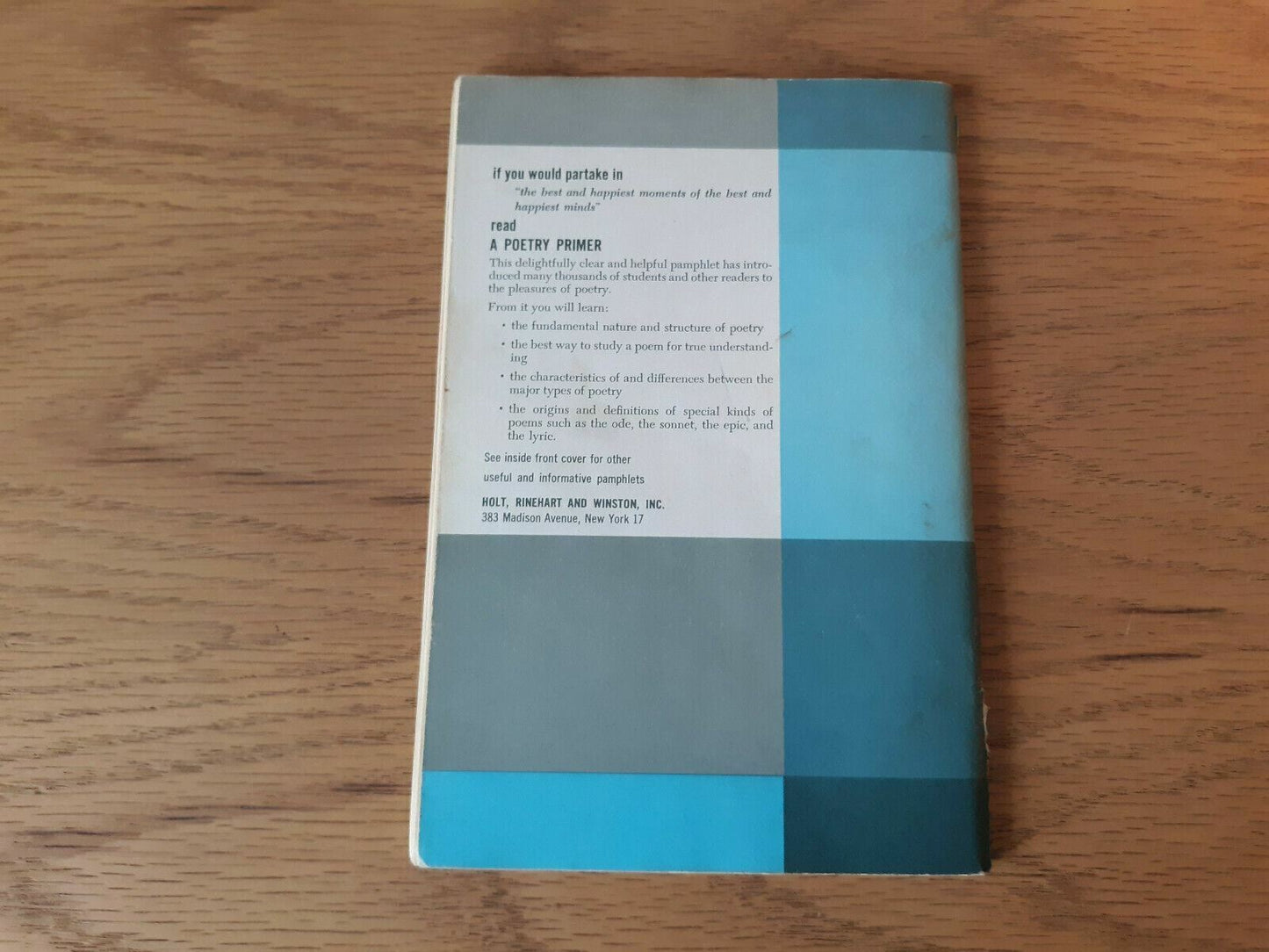 A Poetry Primer by Gerald Sanders 1965 Paperback