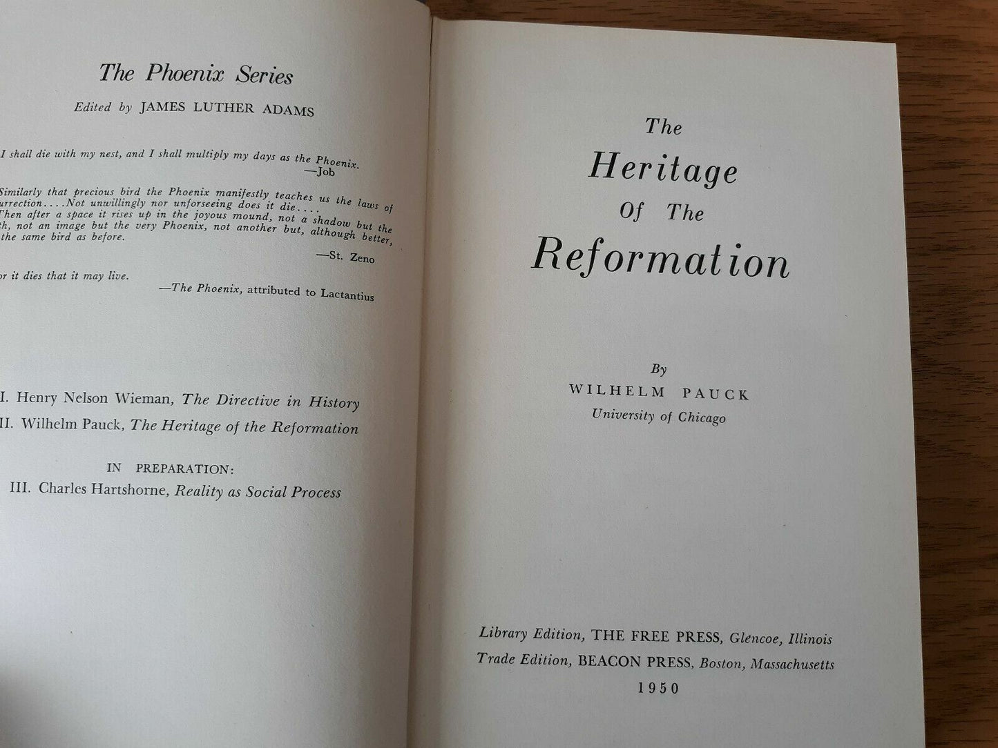 The Heritage Of The Reformation Wilhelm Pauck 1950 Free Press Beacon Press