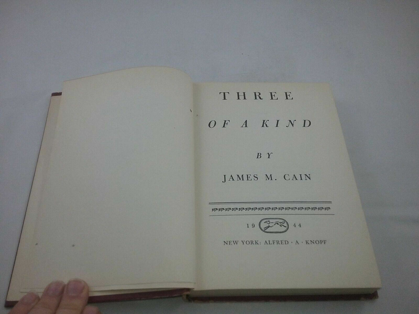 Three Of A Kind By James M.Cain 1944 Hardcover Adventure