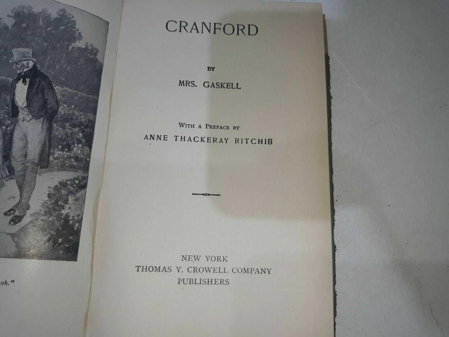 Antique Cranford Mrs Gaskell Leather Published by Thomas Y Crowell & Co NY Book