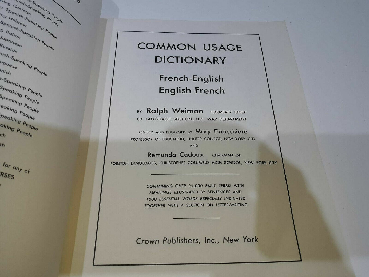 The Living Language Course French English Conversation Manual Common Dictionary