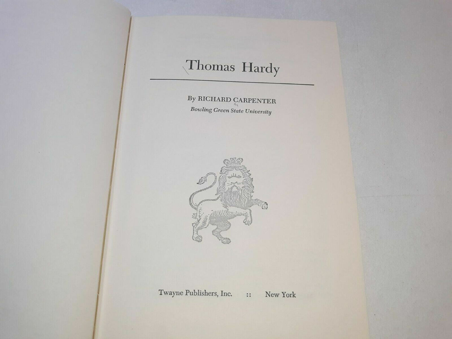 Thomas Hardy by Richard C. Carpenter (1964, Hardcover)