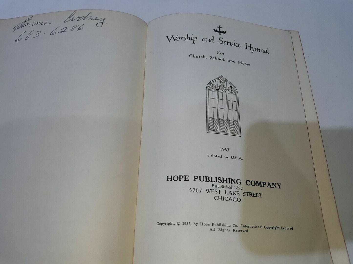 Worship and Service Hymnal Hope Publishing Company 1963 Hardcover