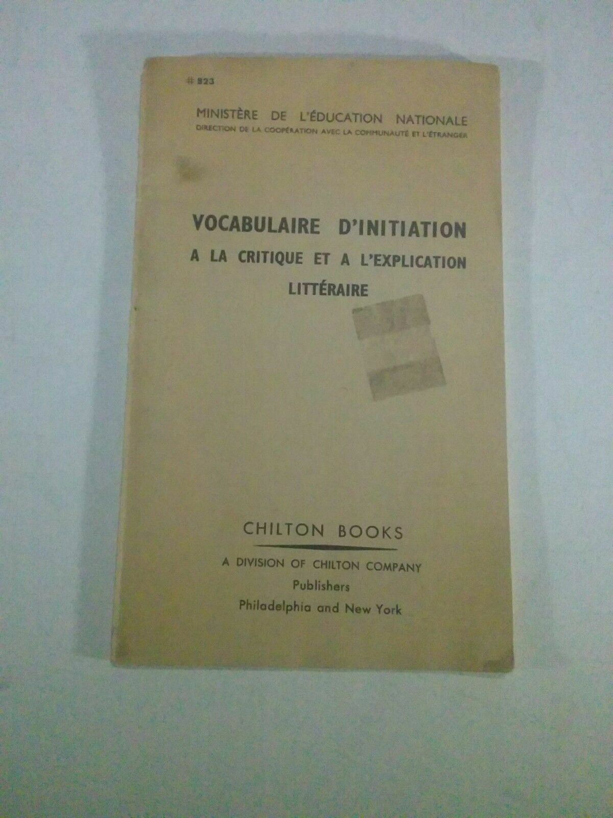 Vocabulaire D'Initiation a La Critique Et a L'Explication Litteraire (Paperback)