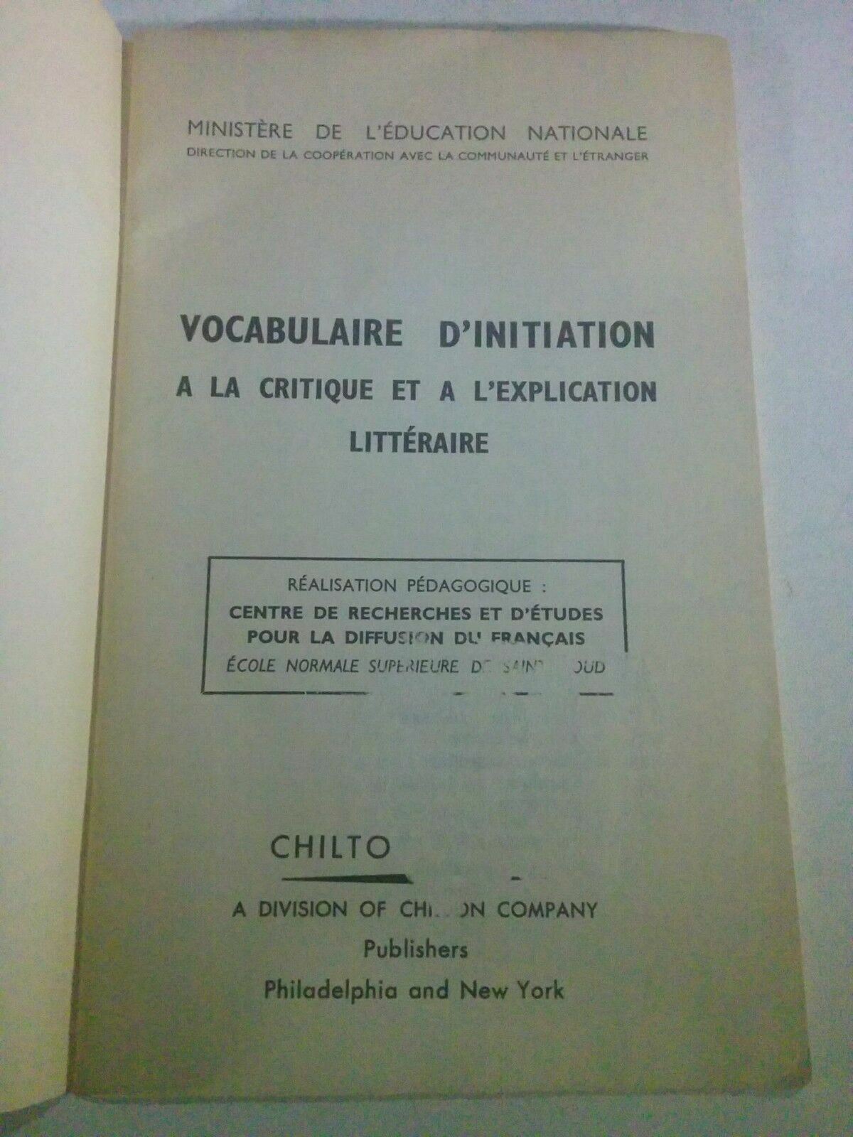 Vocabulaire D'Initiation a La Critique Et a L'Explication Litteraire (Paperback)