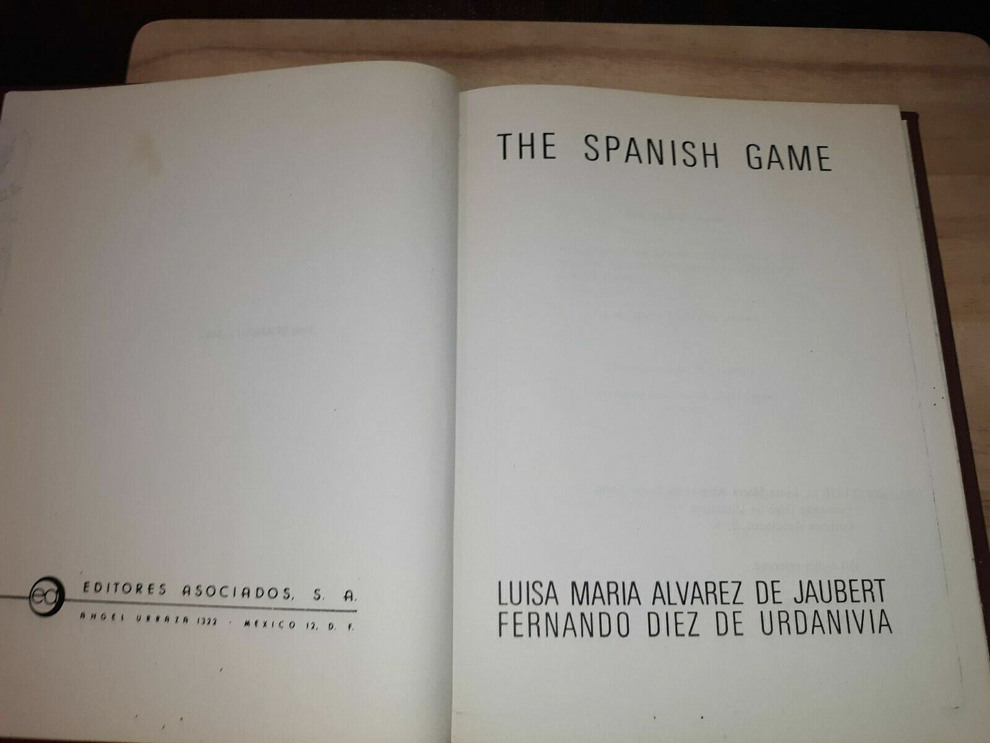 The Spanish Game 1976 Luisa Ma Alvarez De Jaubert 1st Printing