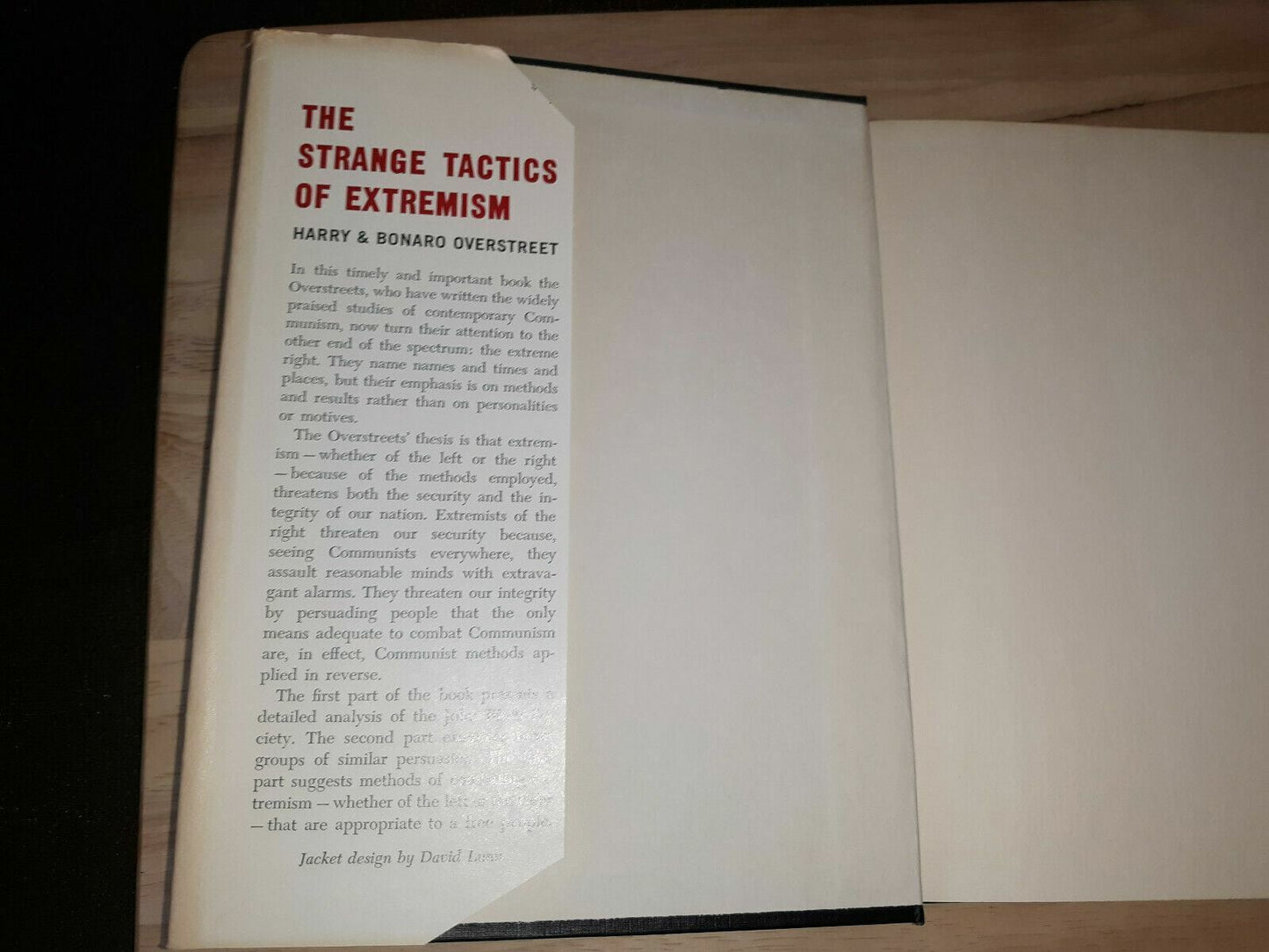 The Strange Tactics of Extremism Harry Allen & Bonaro Overstreet 1964 Hardcover