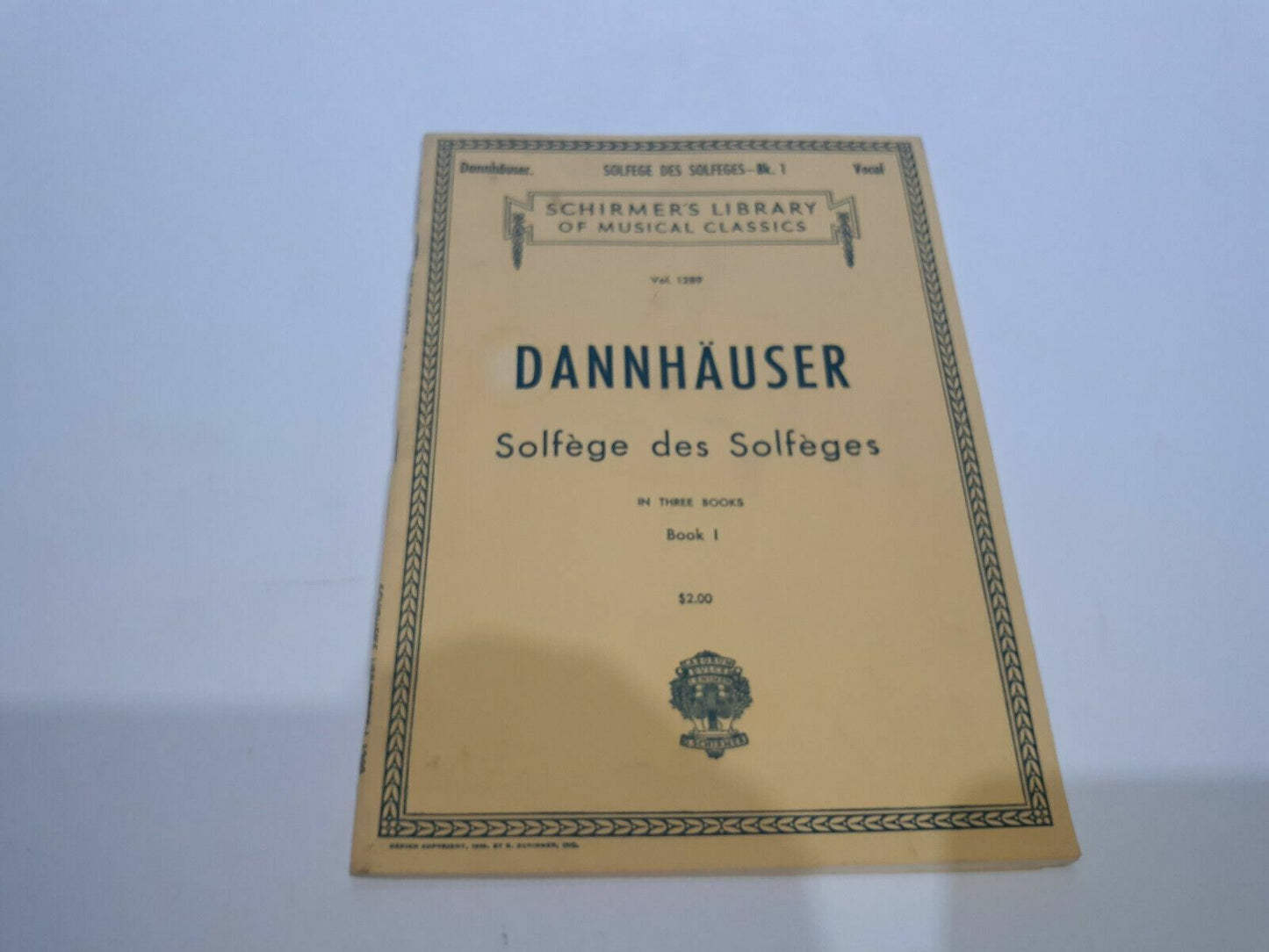 Dannhauser: Solfege des Solfeges - Schirmer's Library Book 1 - vol 1289