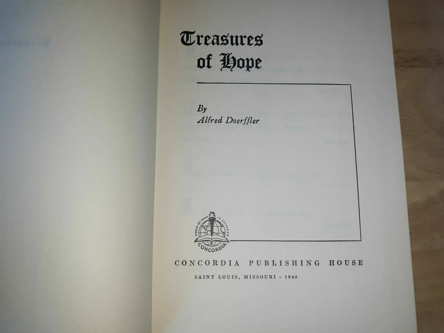 Treasures of Hope by Alfred Doerffler (1945, Hardcover)