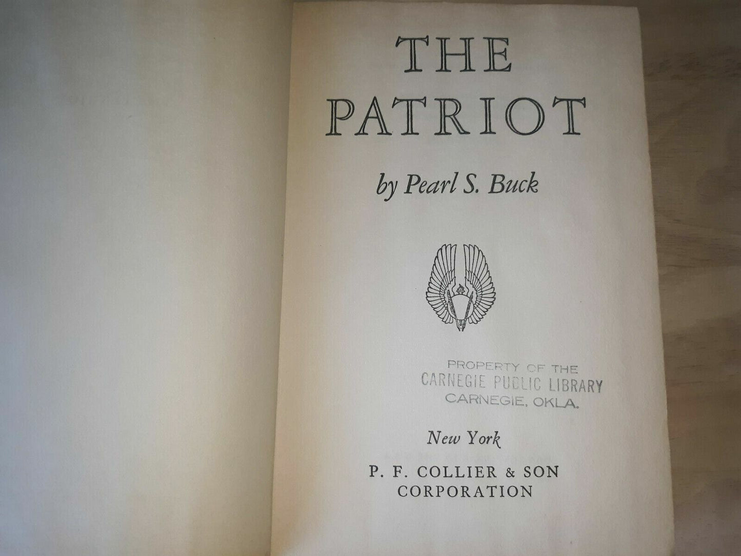 THE PATRIOT BY PEARL S. BUCK 1939 COLLIER , Hardcover