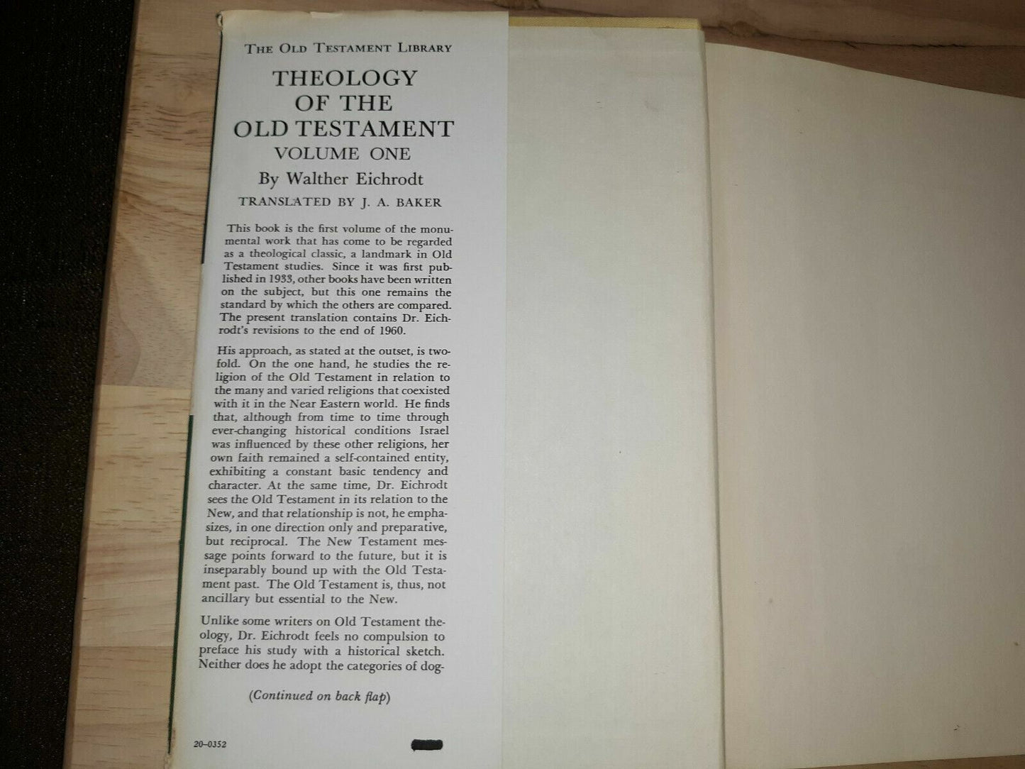 Theology Of The Old Testament Vol 1 By Walter Eichrodt 1961