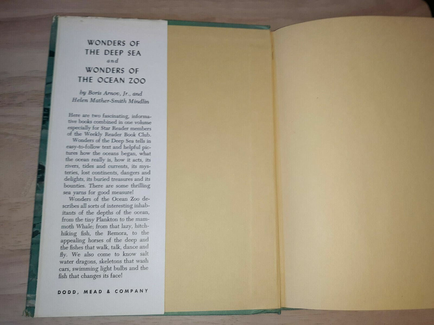 Wonders Of The Deep Sea by Boris Arnov, Jr. and Helen Mather-Smith Mindlin 1961