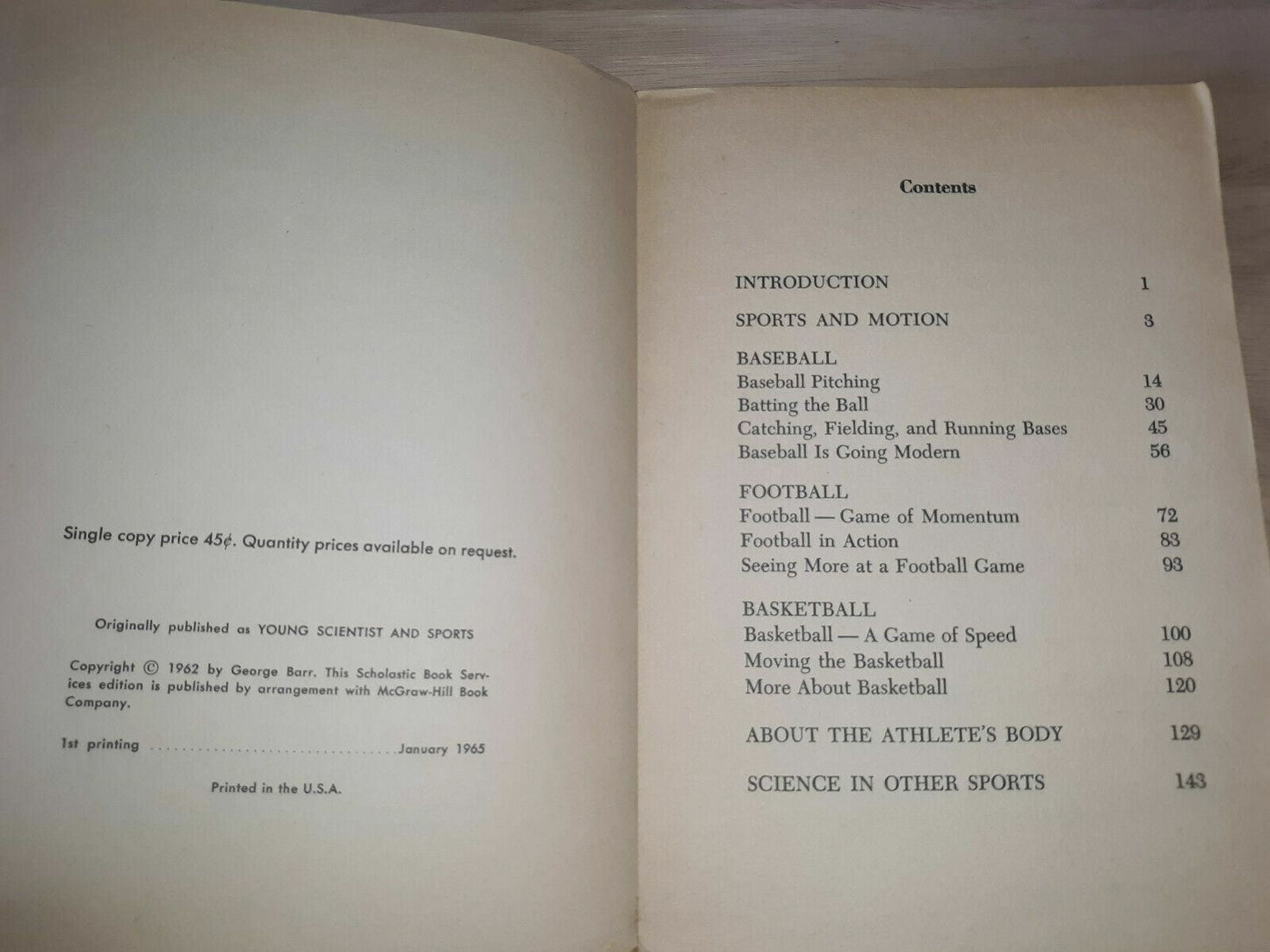 Vintage Here' Why Science in sports By George Barr 1965 1st Printing