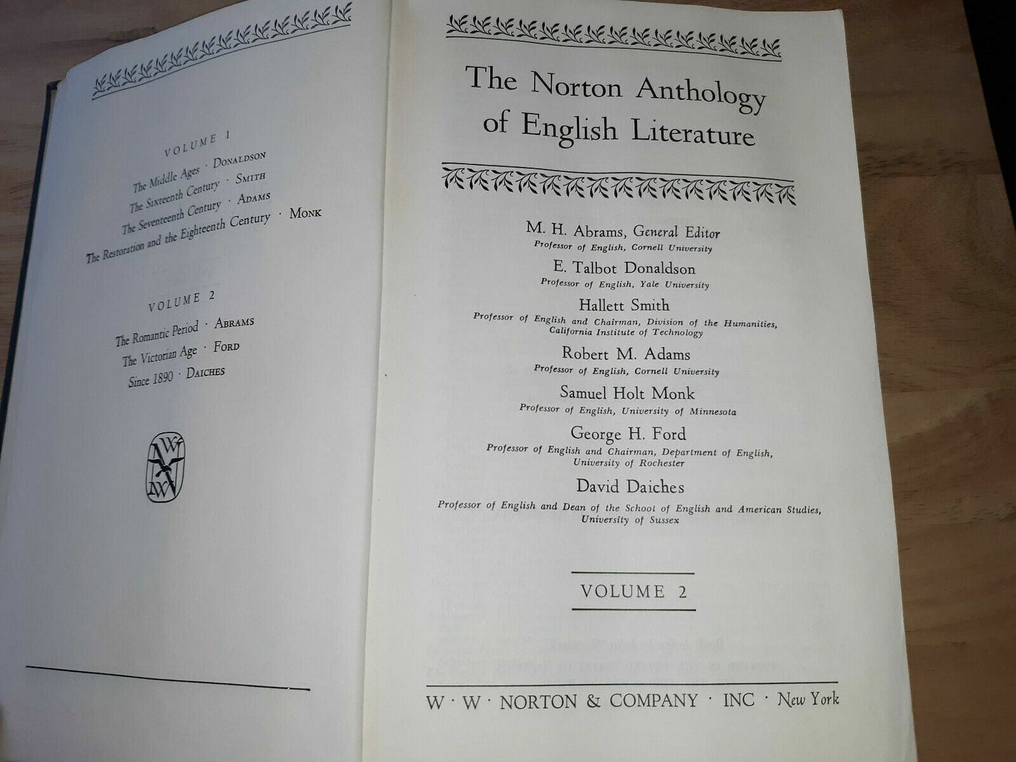 The Norton Anthology of English Literature Volume 2 First Edition 1962