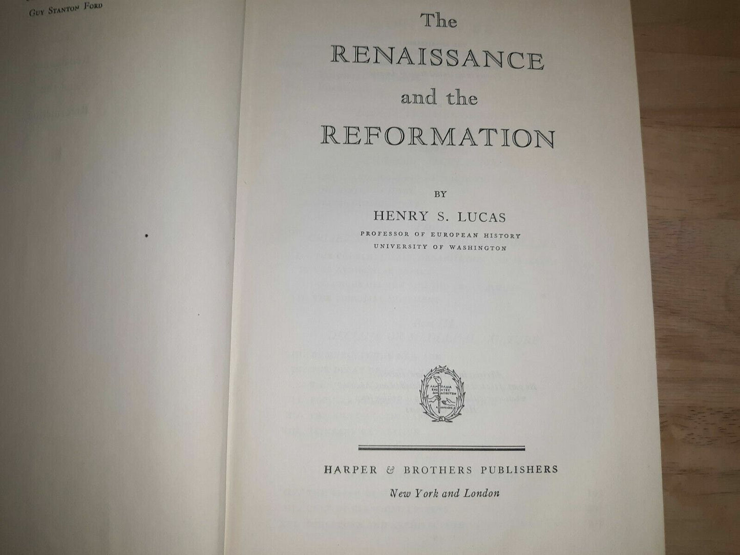 The Renaissance and the Reformation Henry Lucas 1934 Hardcover 1st. Ed