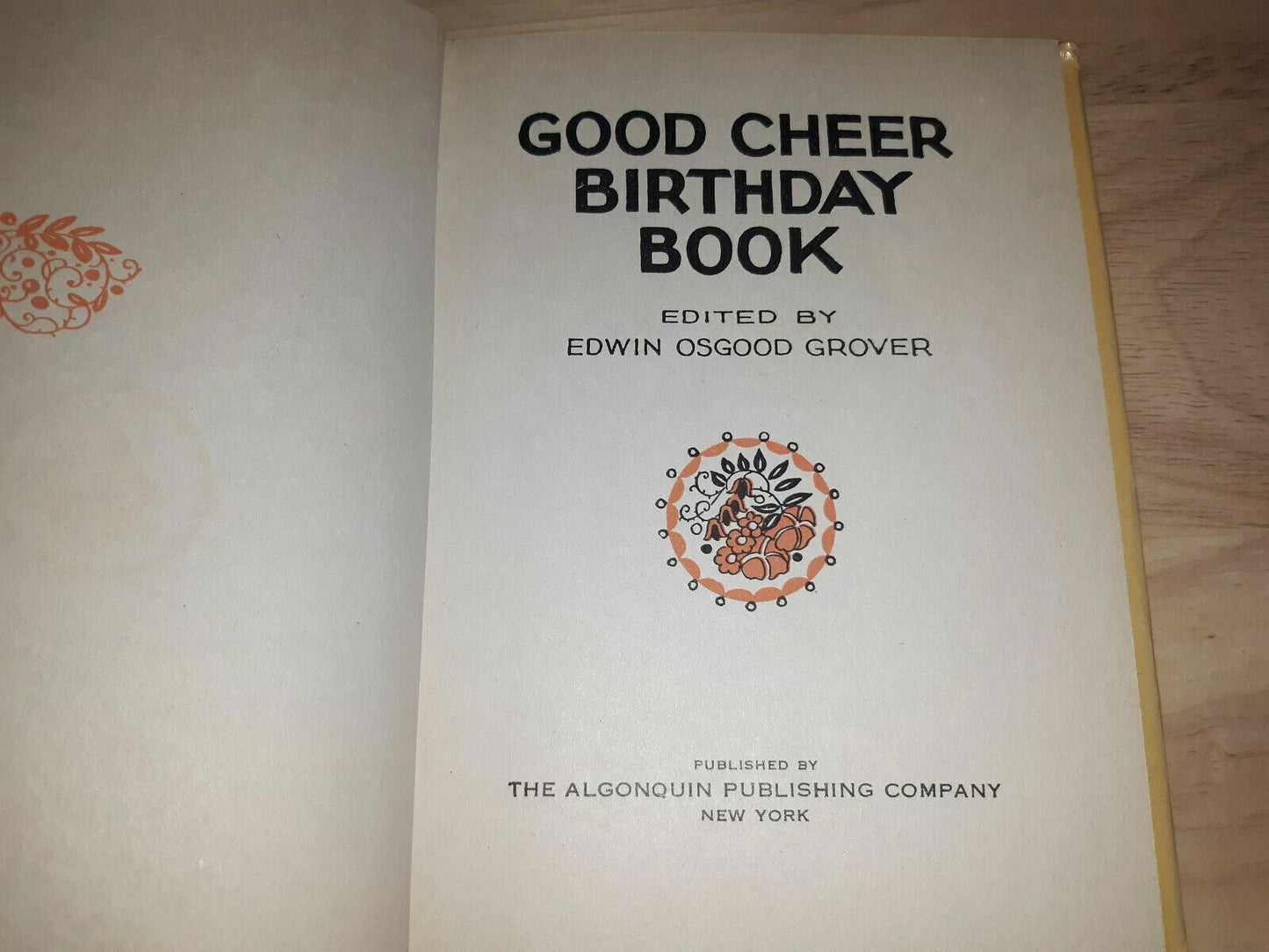 Vintage Good Cheer Birthday Book 1931 Algonquin Publishing Company