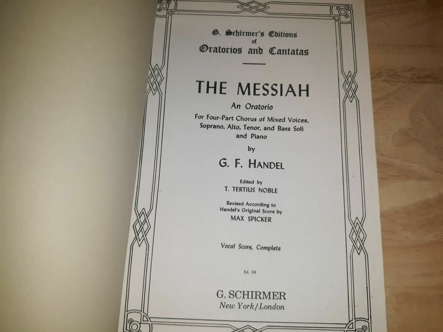 THE MESSIAH by George F. Handel Schirmer's Editions of Oratorios and Cantatas