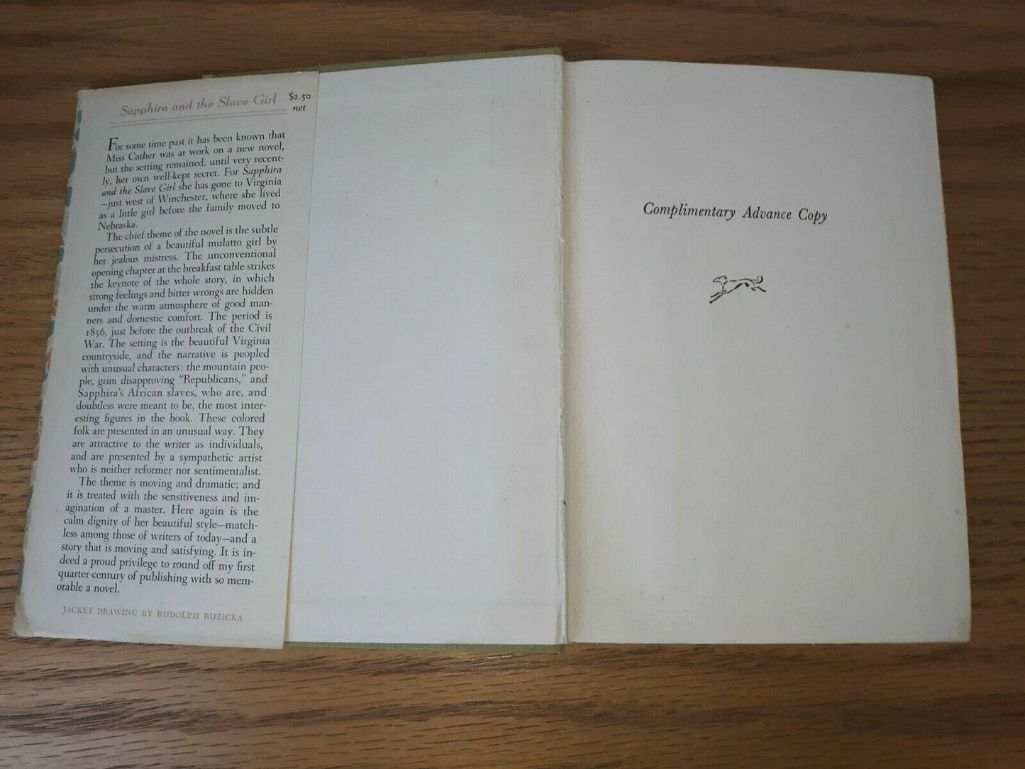 Willa Cather, Sapphira And The Slave Girl, Stated lst Edition in DJ, Knopf 1940