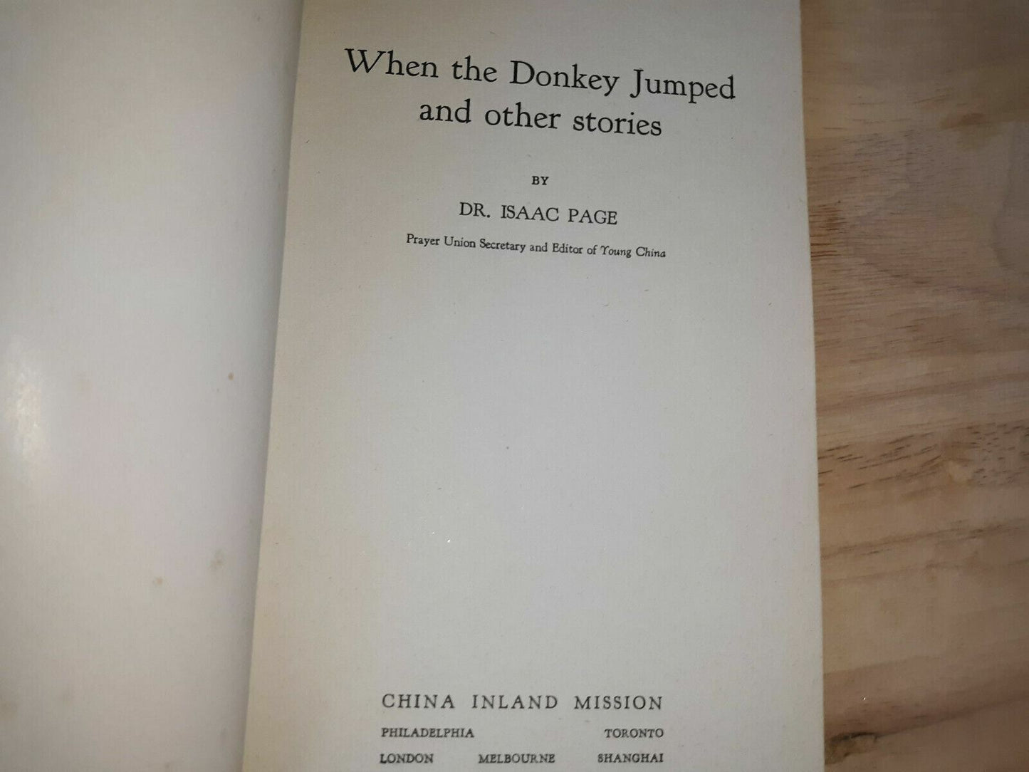 When The Donkey Jumped and Other Stories -Rare Book by Dr. Isaac Page- Christian