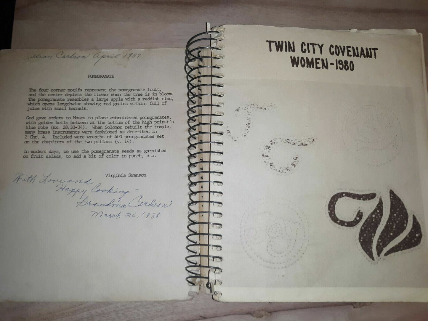 Twin Cities Covenant Women Cookbook 1980 Spiral Bound Classic Recipes