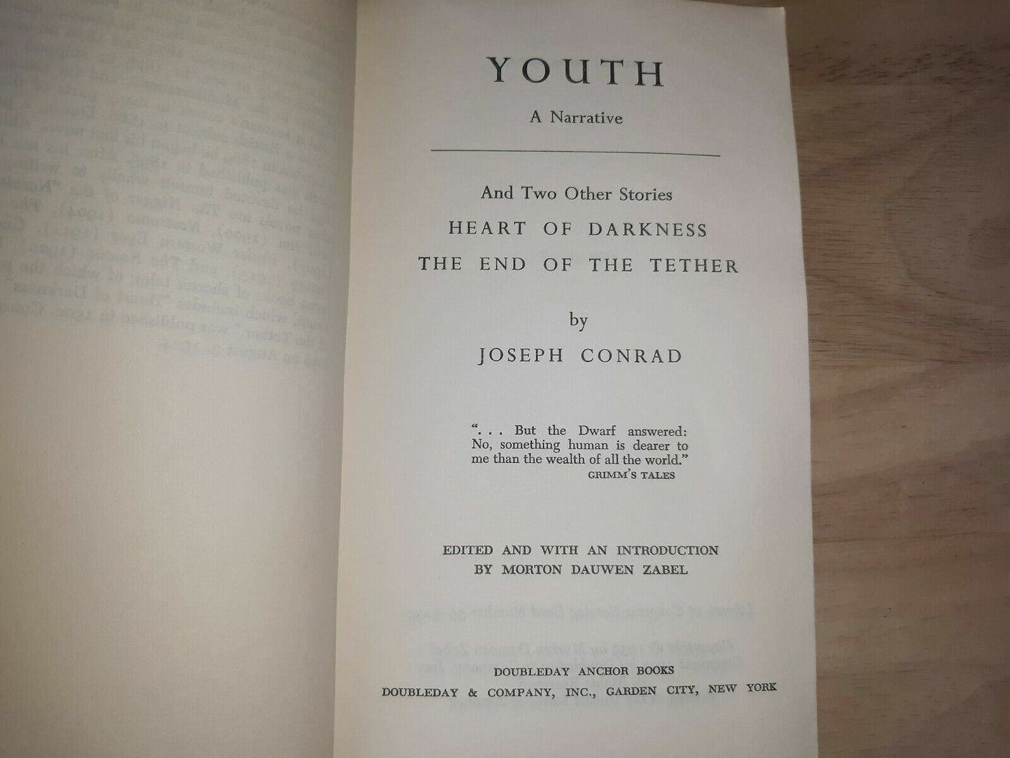 Youth and Two Other Stories by Joseph Conrad (1959, Paperback) Anchor Book