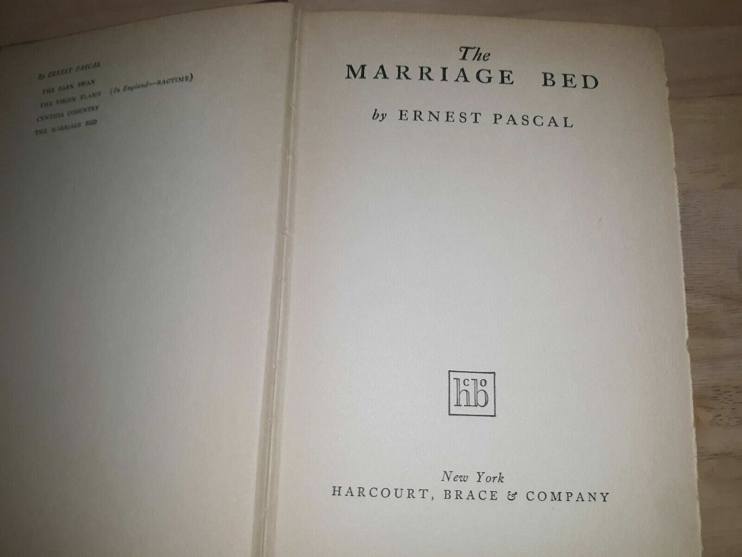 The Marriage Bed, Ernest Pascal, Hardcover, First Edition 1927